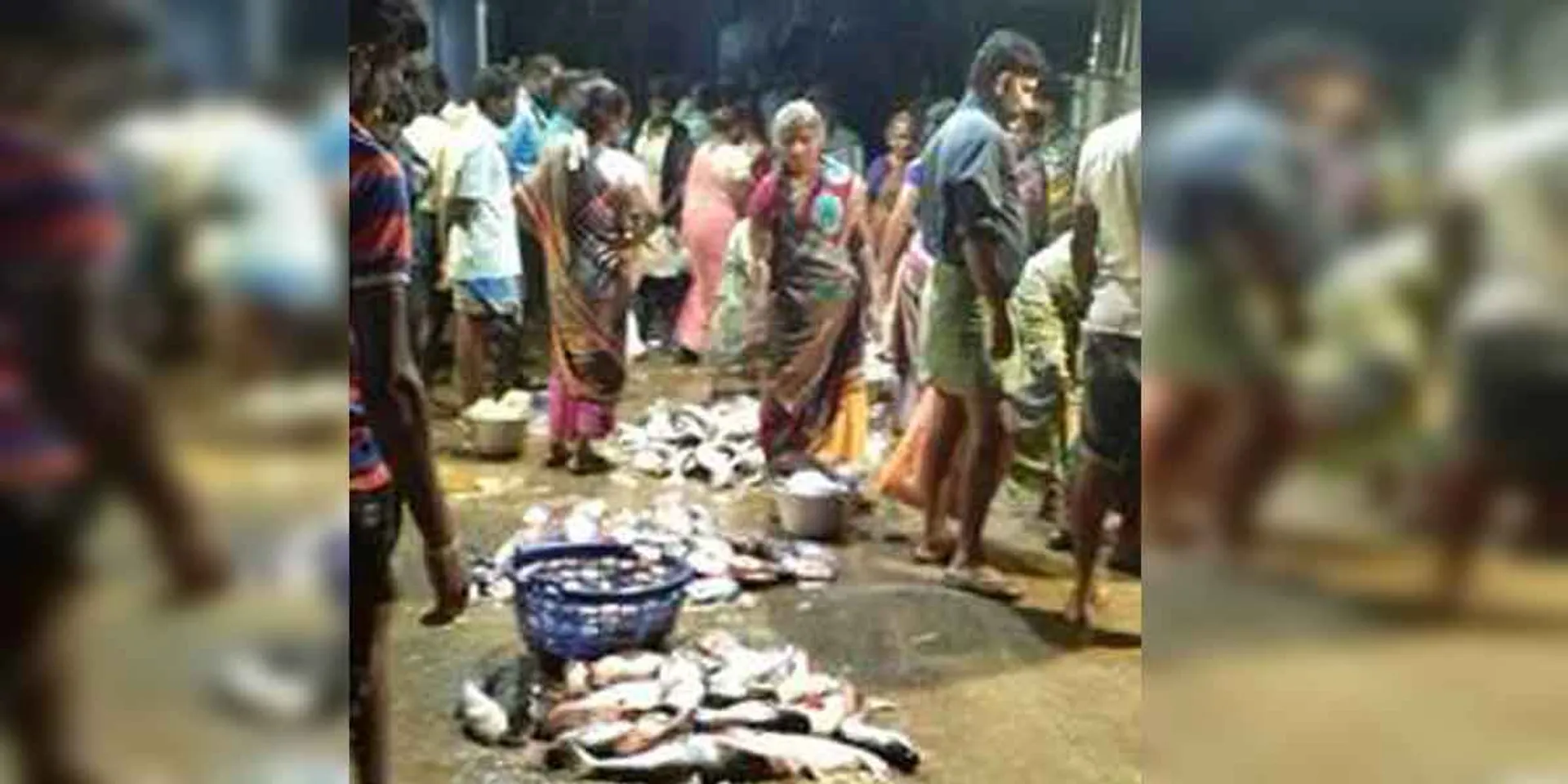 The public has miss social gap in the makeshift fish market!