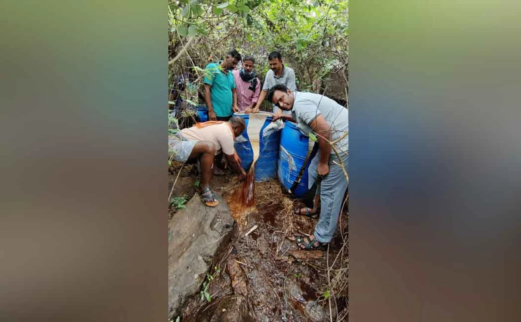 Police destroy thousands of liters of liquor