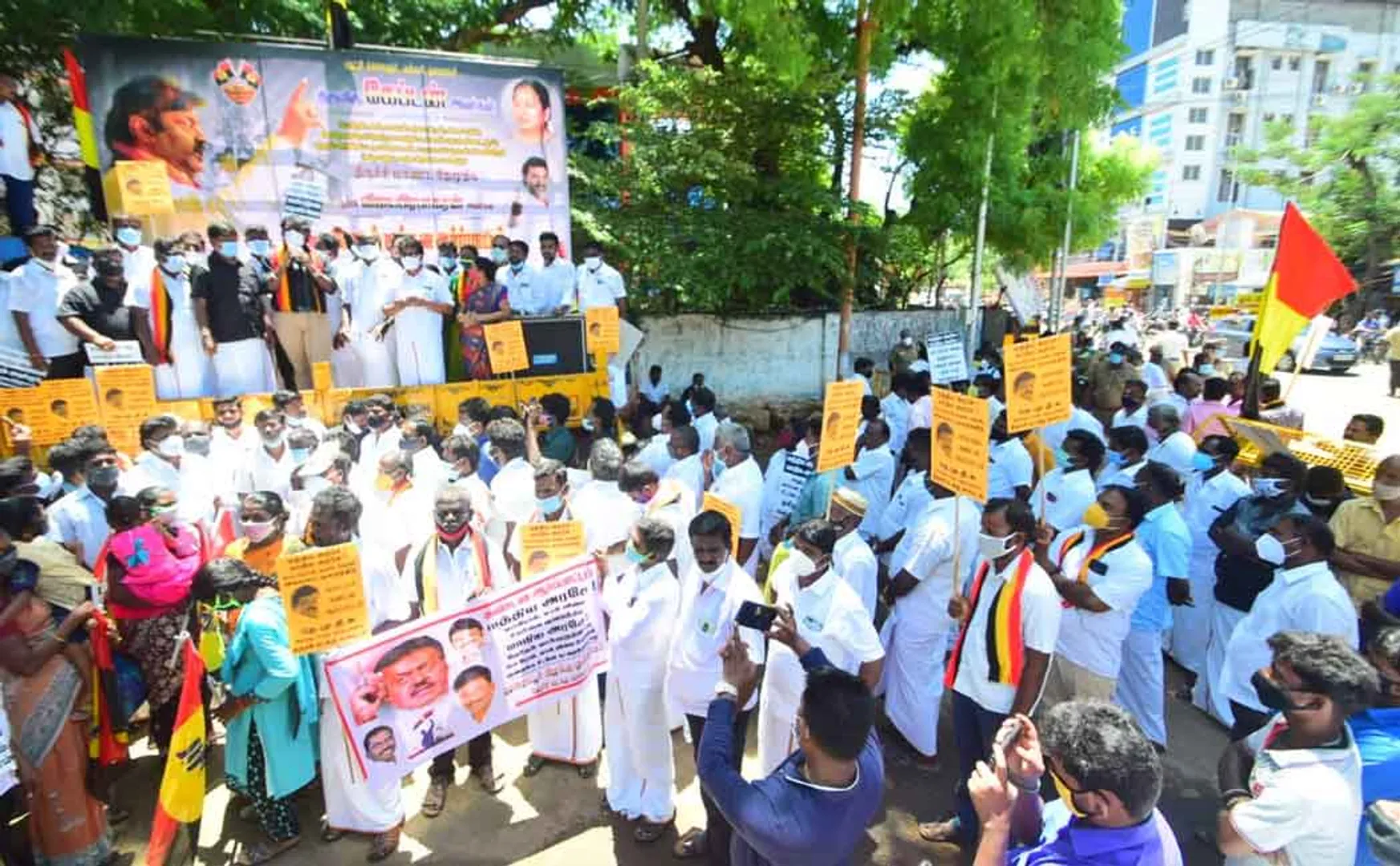 DMDK who protested before the District Collector's Office