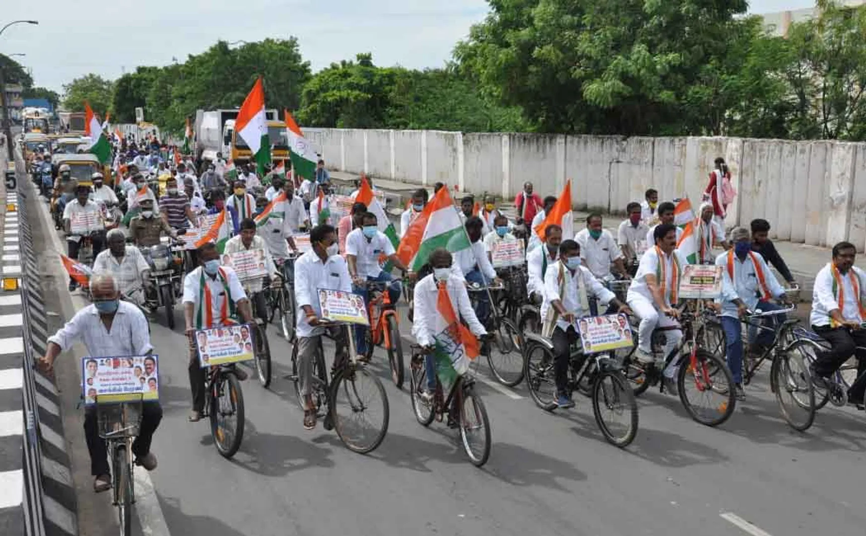 Congress party held a bicycle rally
