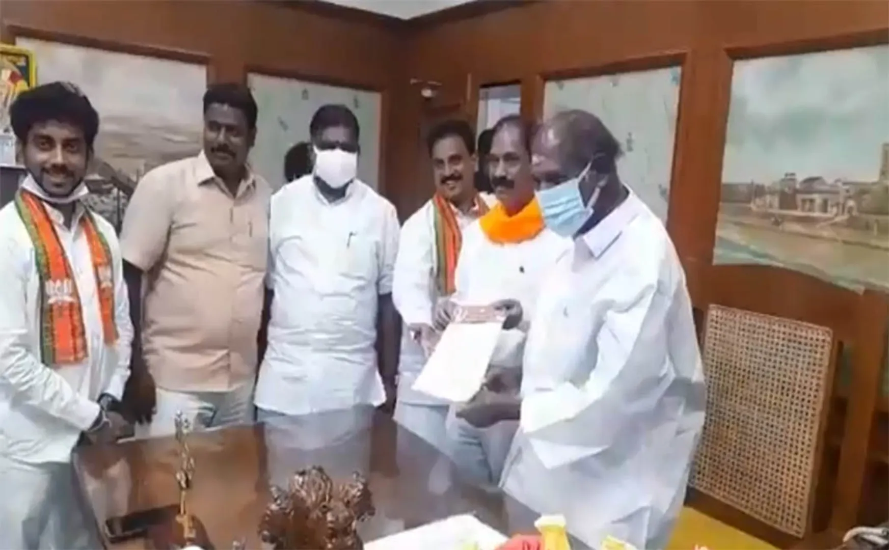puducherry bjp mlas meet chief minister at office 