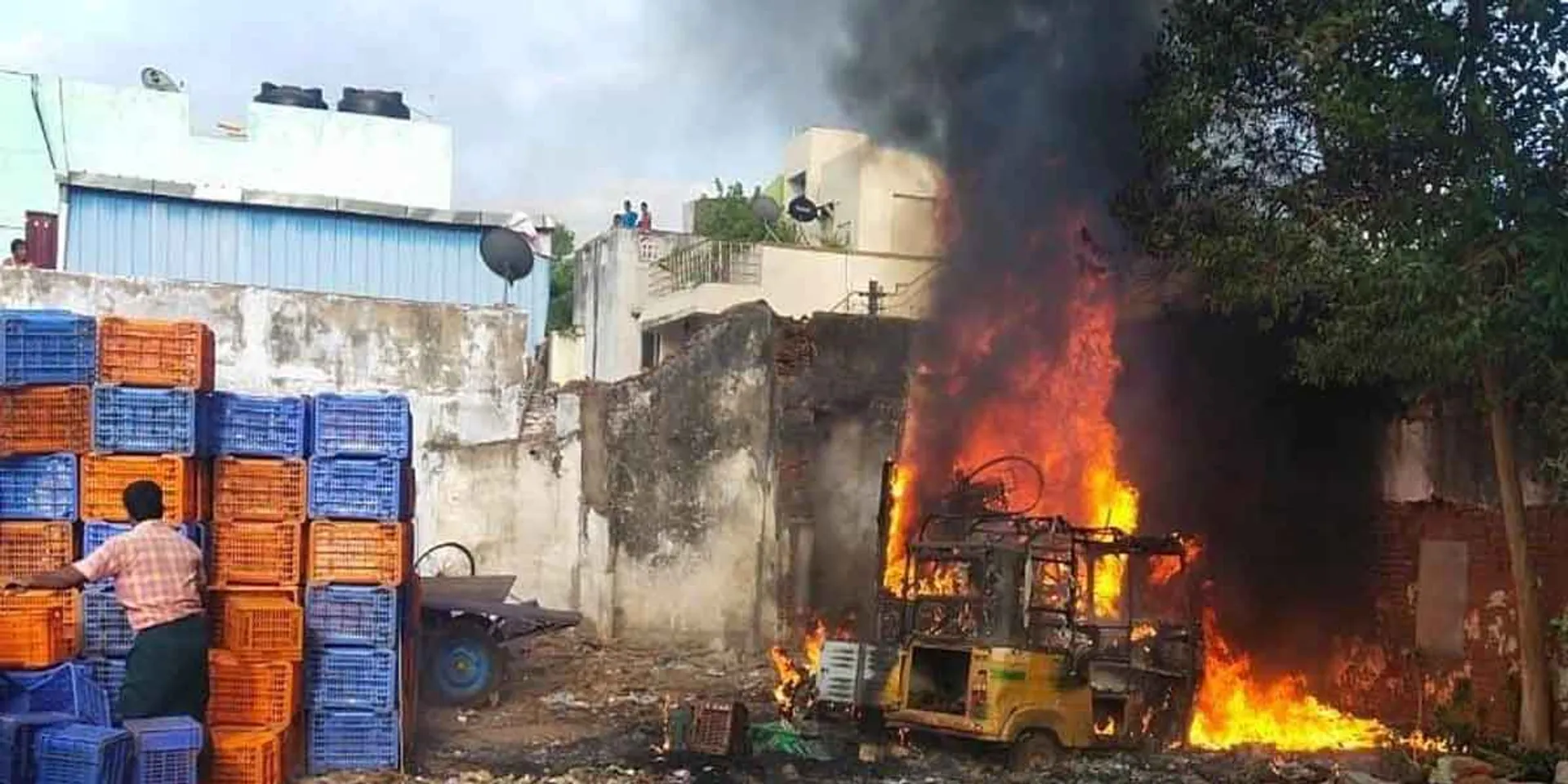 fire accident on thiruchy market 