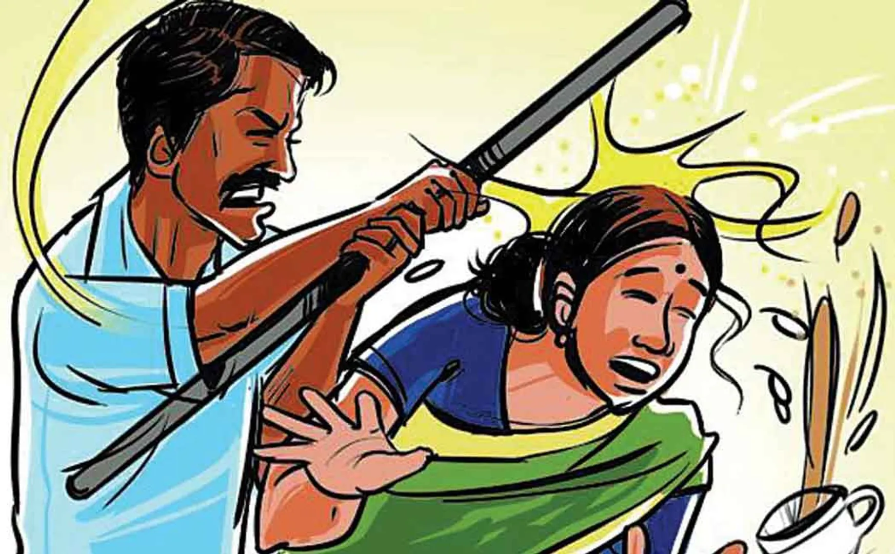 husband beats wife ... Policemen stunned at not being able to do it