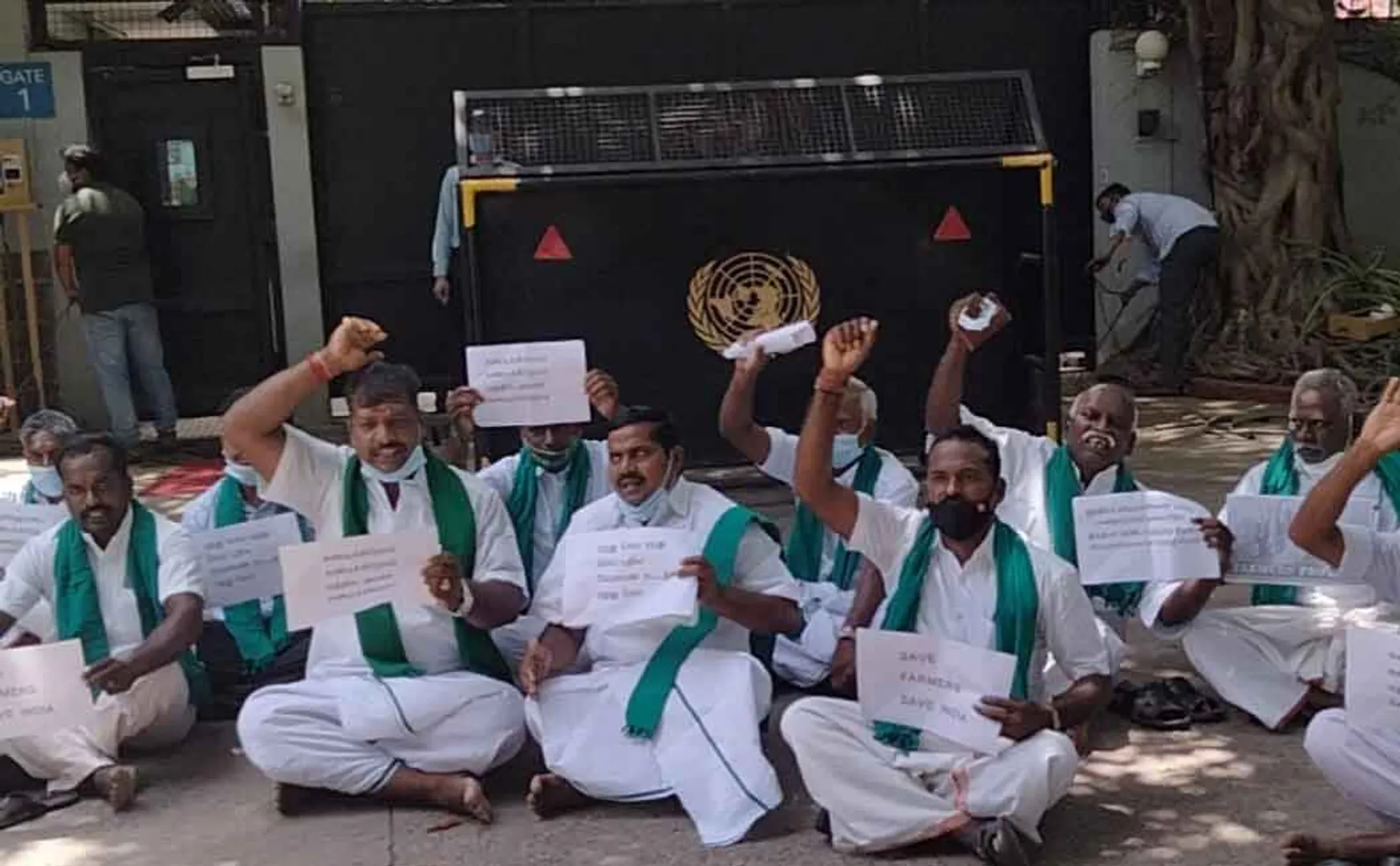 Tamil Nadu farmers struggle  in front of UN Information Center ..!
