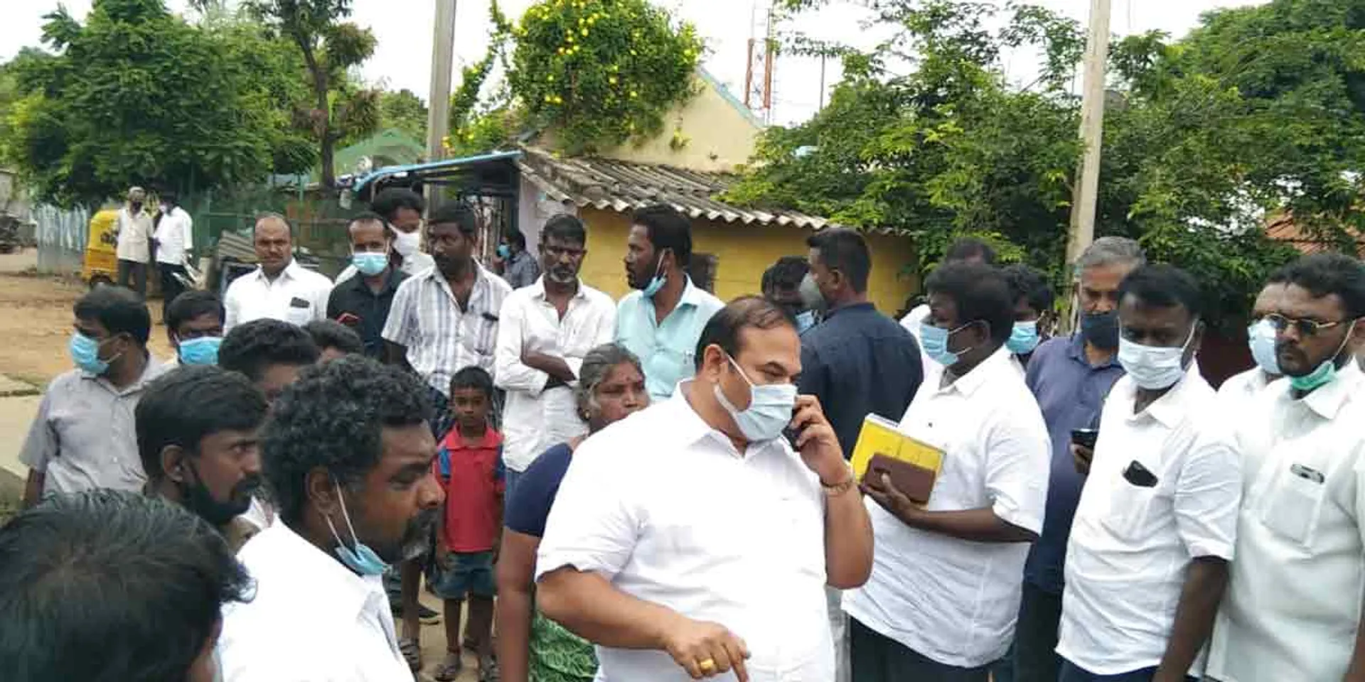 Excitement by the ruling party MLA who tried to block the road with the public!