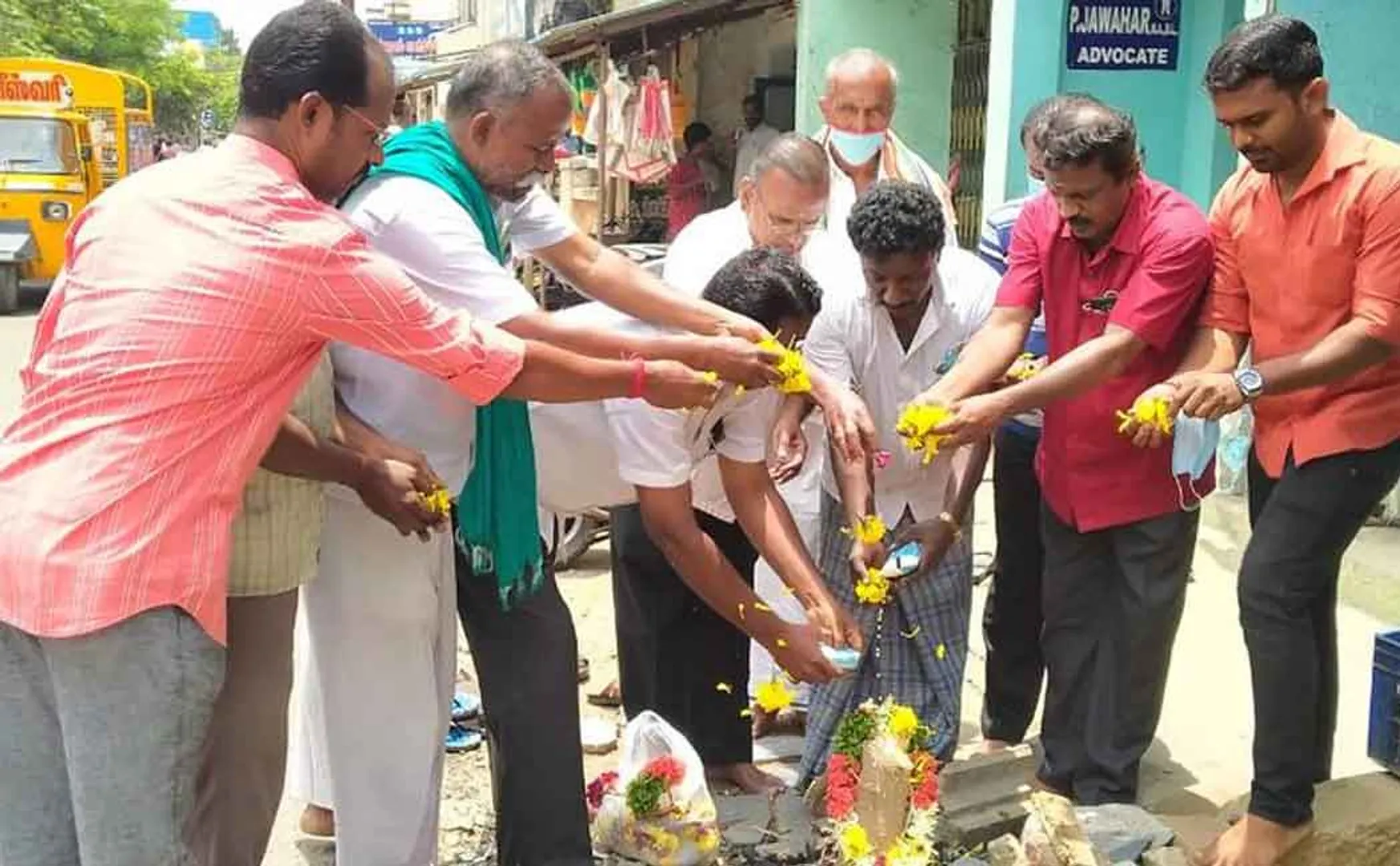 Social activists paid homage to the felled trees 