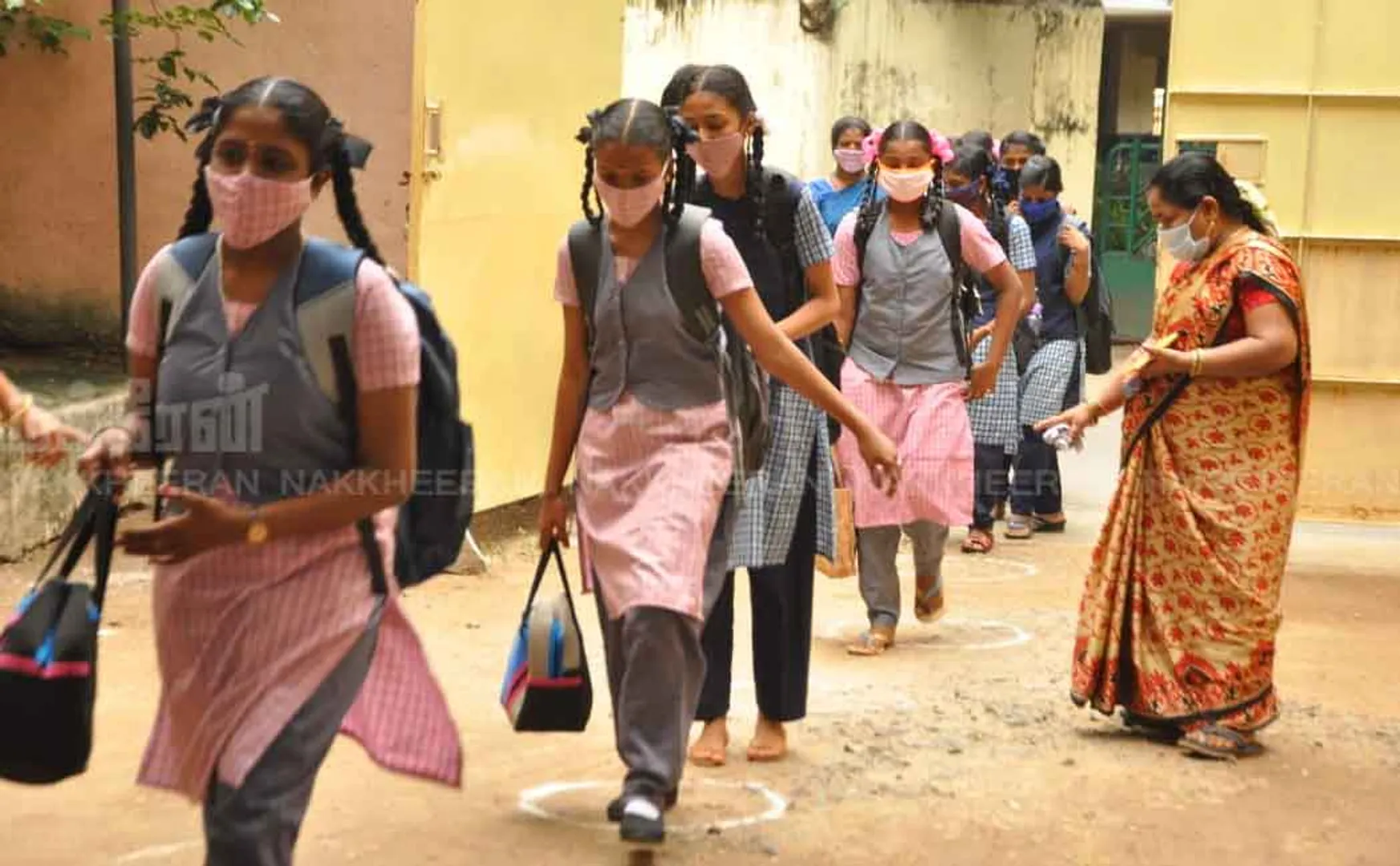 Students going to school with excitement after a long break