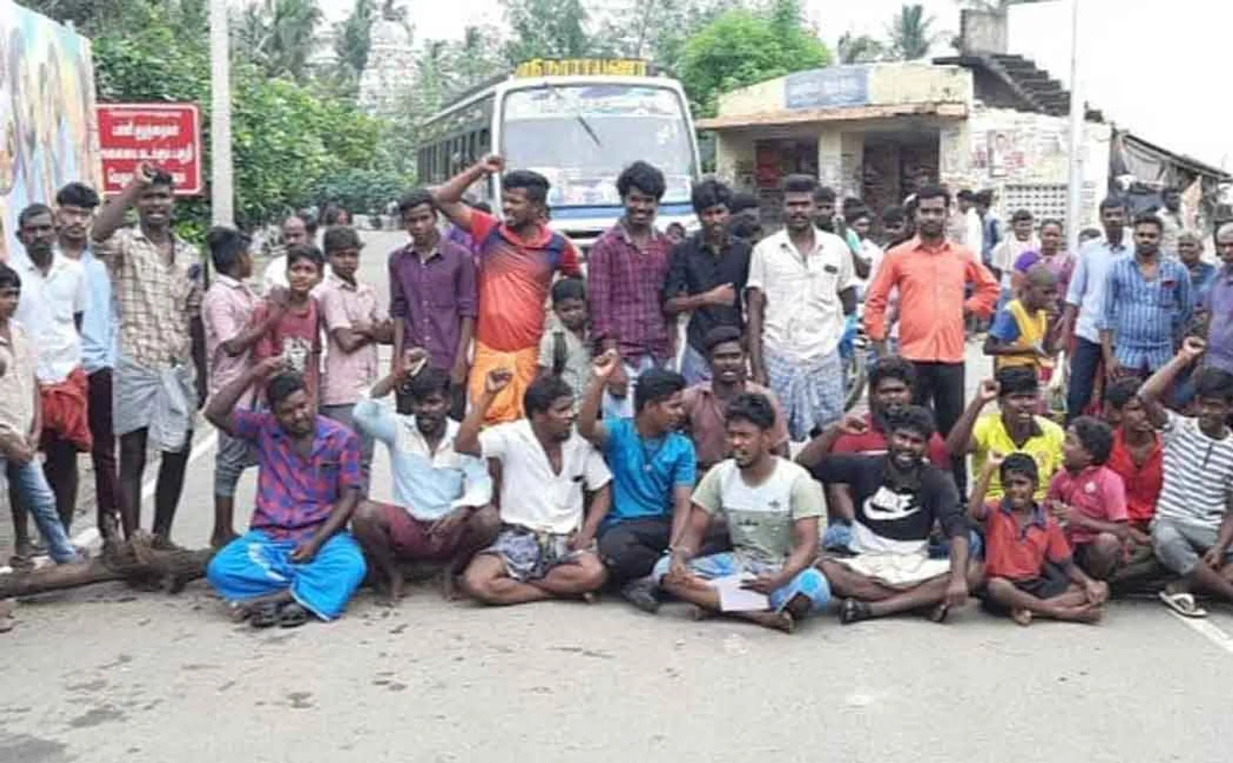 People involved in a scuffle over a private bus