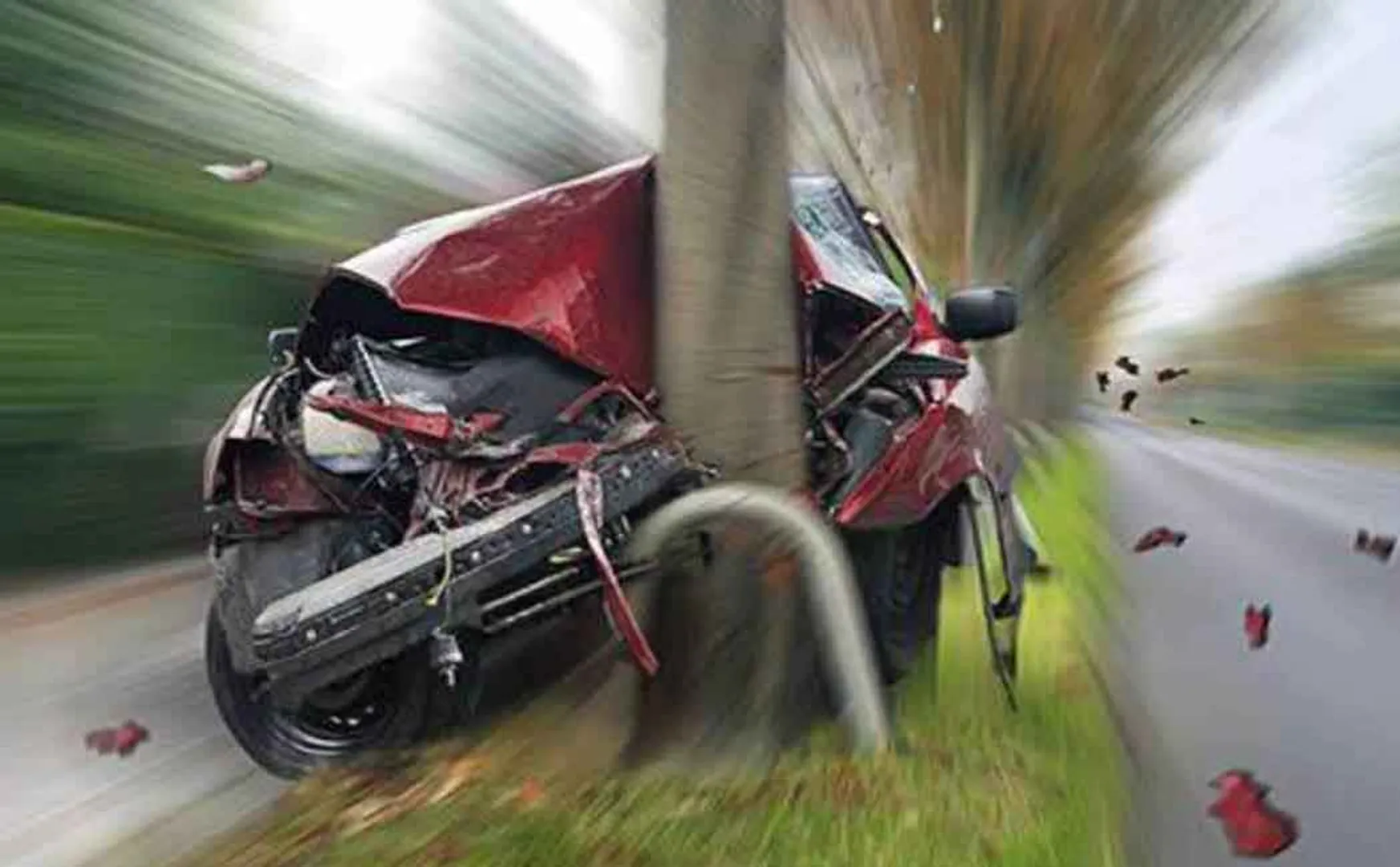 Car wrecked inside the house ... Surviving couple and driver