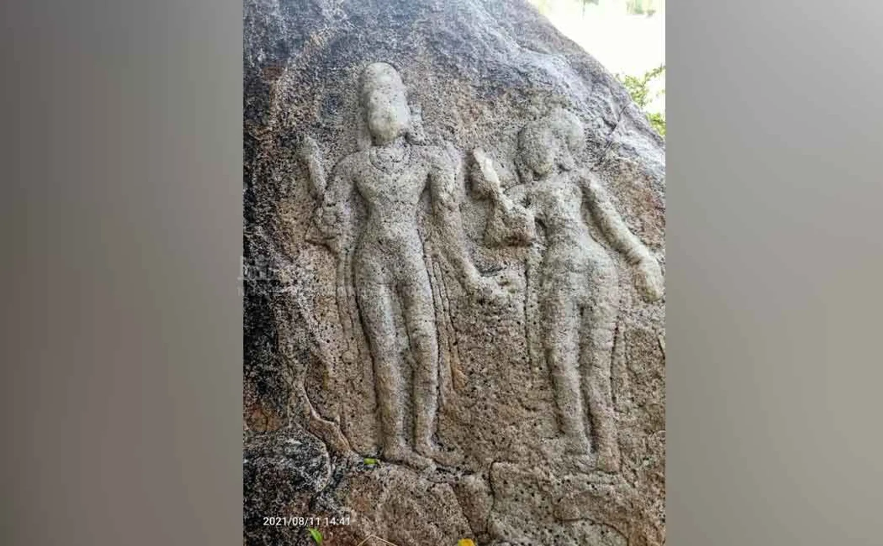 Discovery of inscription and sculpture with Granth letters 