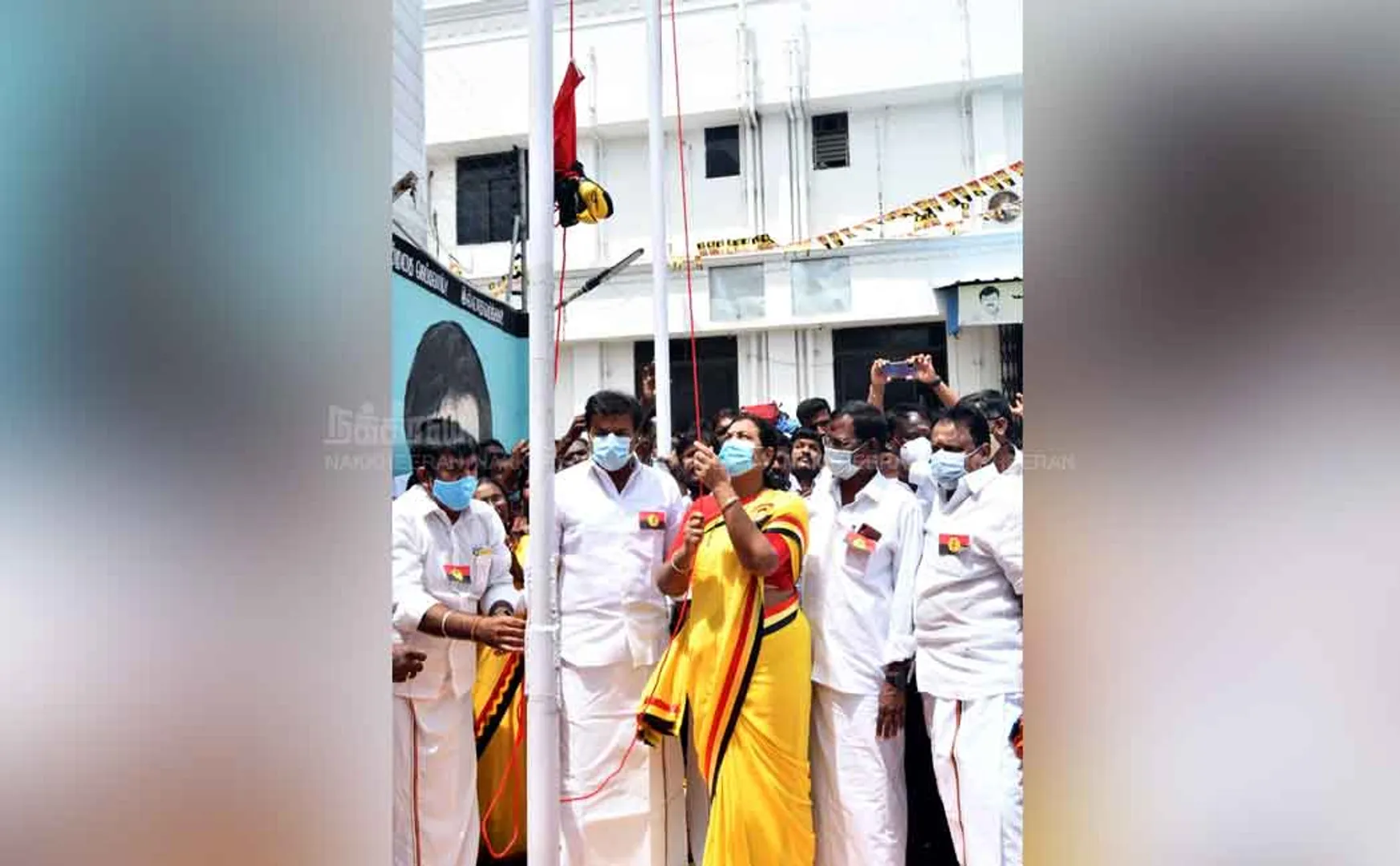 17th Anniversary of DMDK .. Premalatha Vijayakanth hoisting the flag