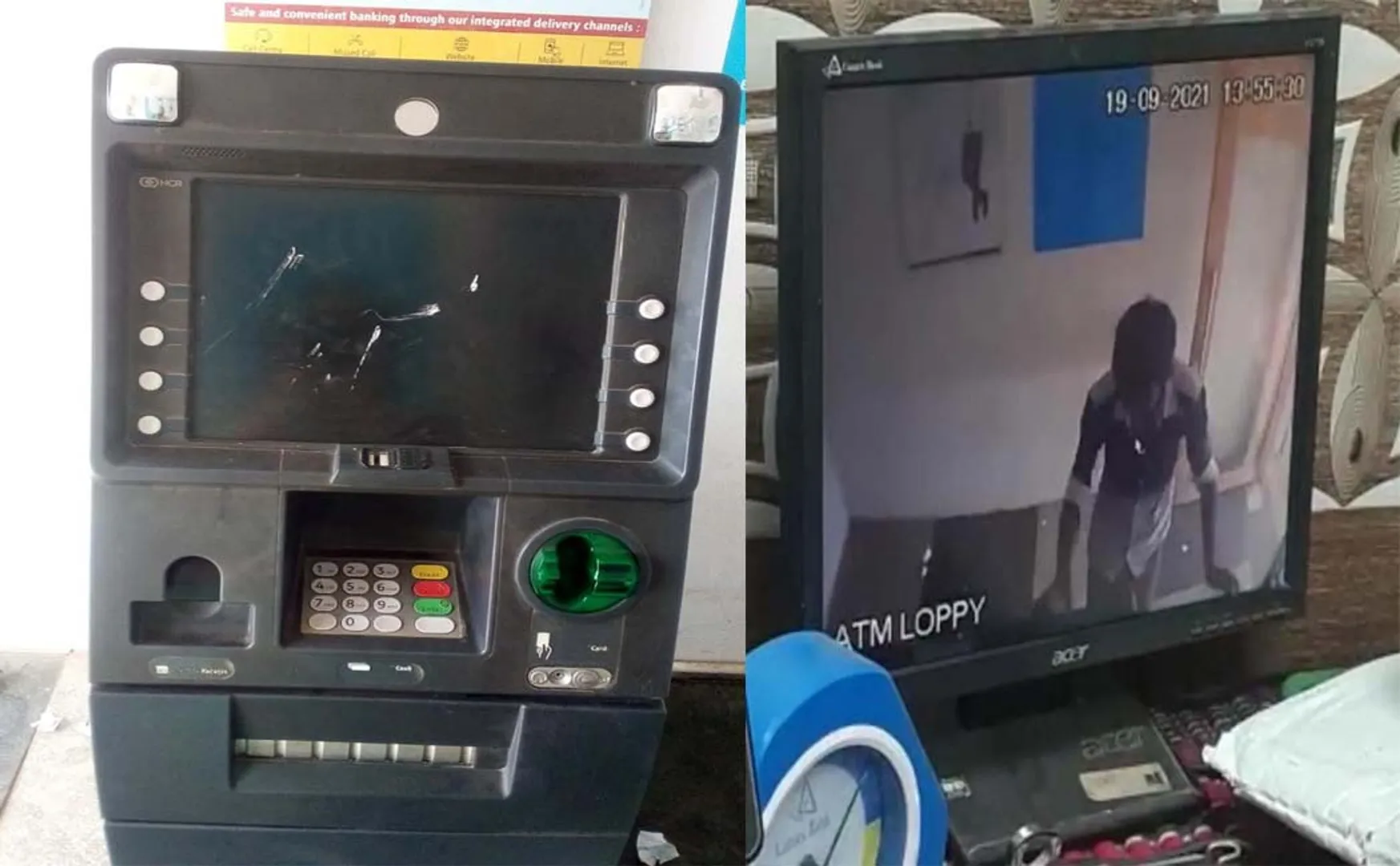 Moneyless rage. ATM The boy who smashed the machine!