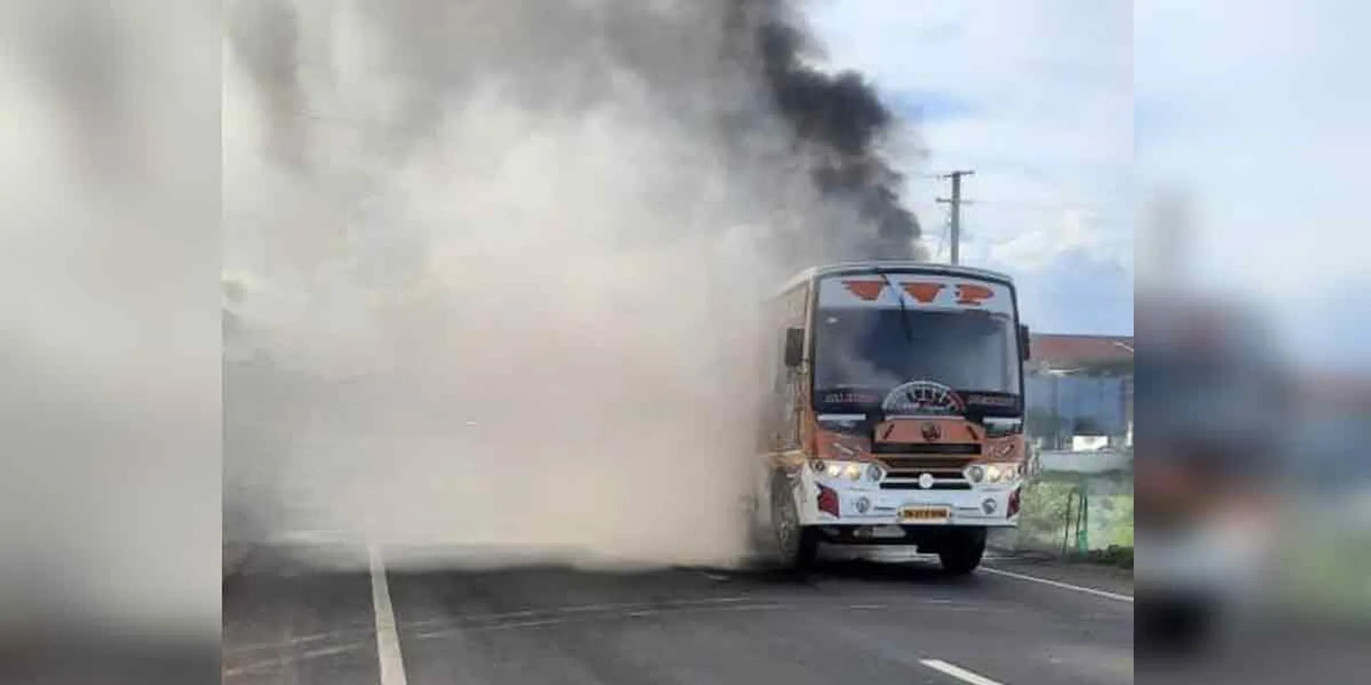 The truck that caught fire in the middle of the road ...