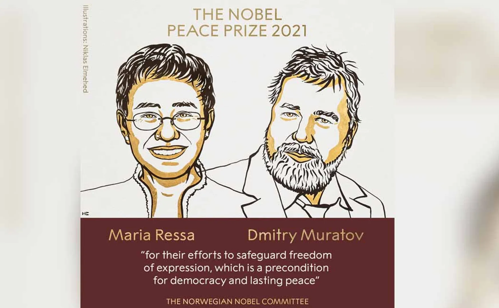 2021 Nobel Peace Prize to Maria Ressa and Dmitry Muratov