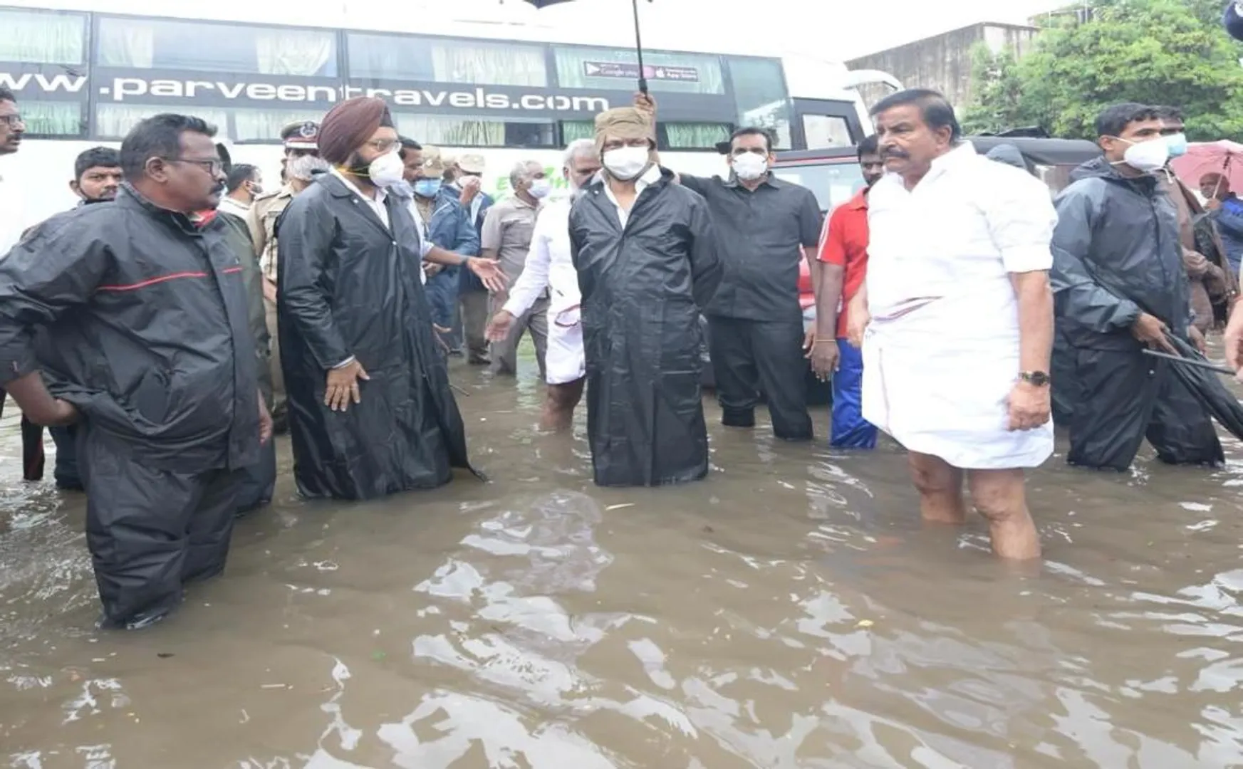 Tamil Nadu Chief Minister inspects rain damage (Pictures)