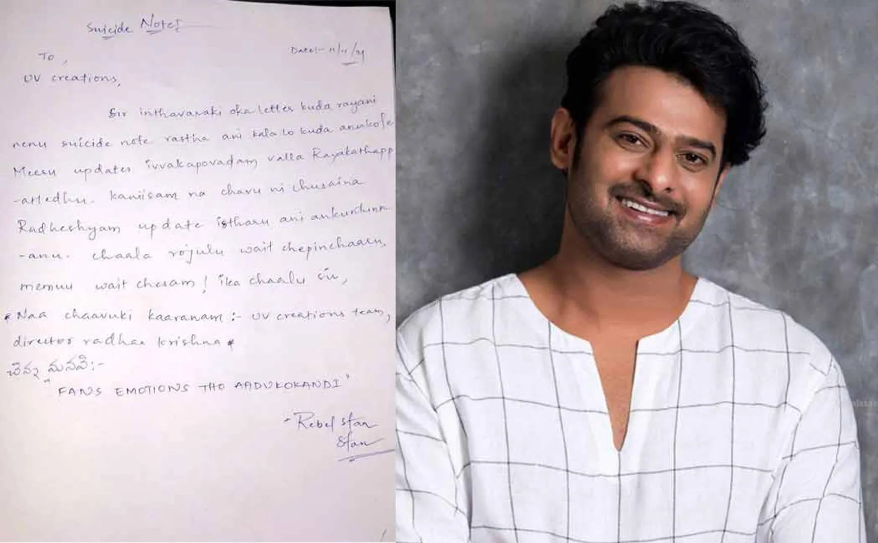 prabhas fan suicide letter to radhe shyam movie team 