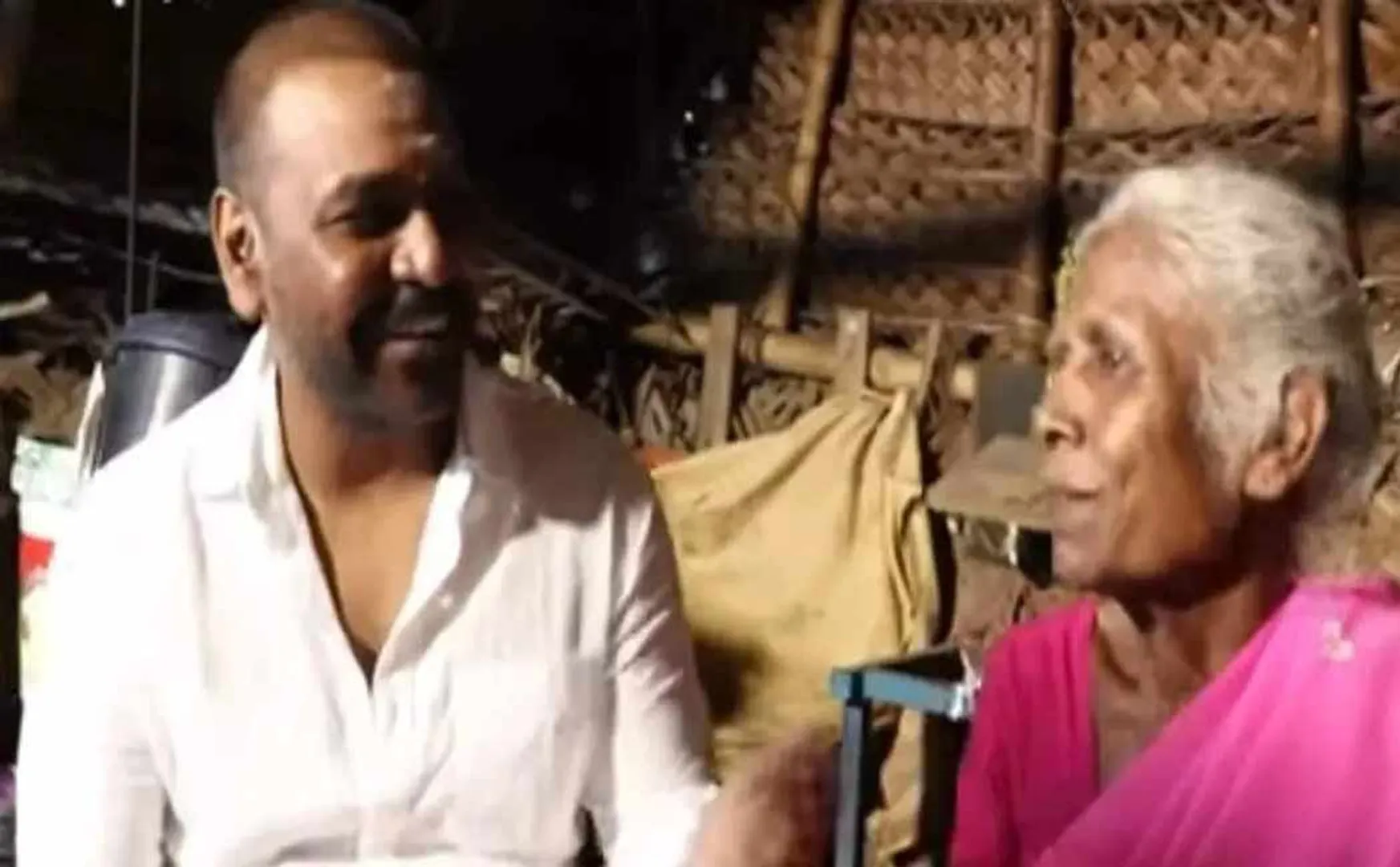 Raghav Lawrence meets and sponsors Rajakannu's wife 