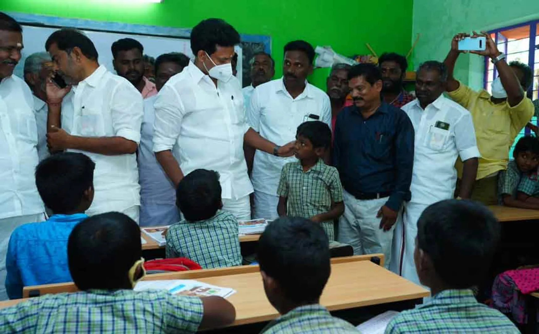 The Minister of School Education who inspect the primary school