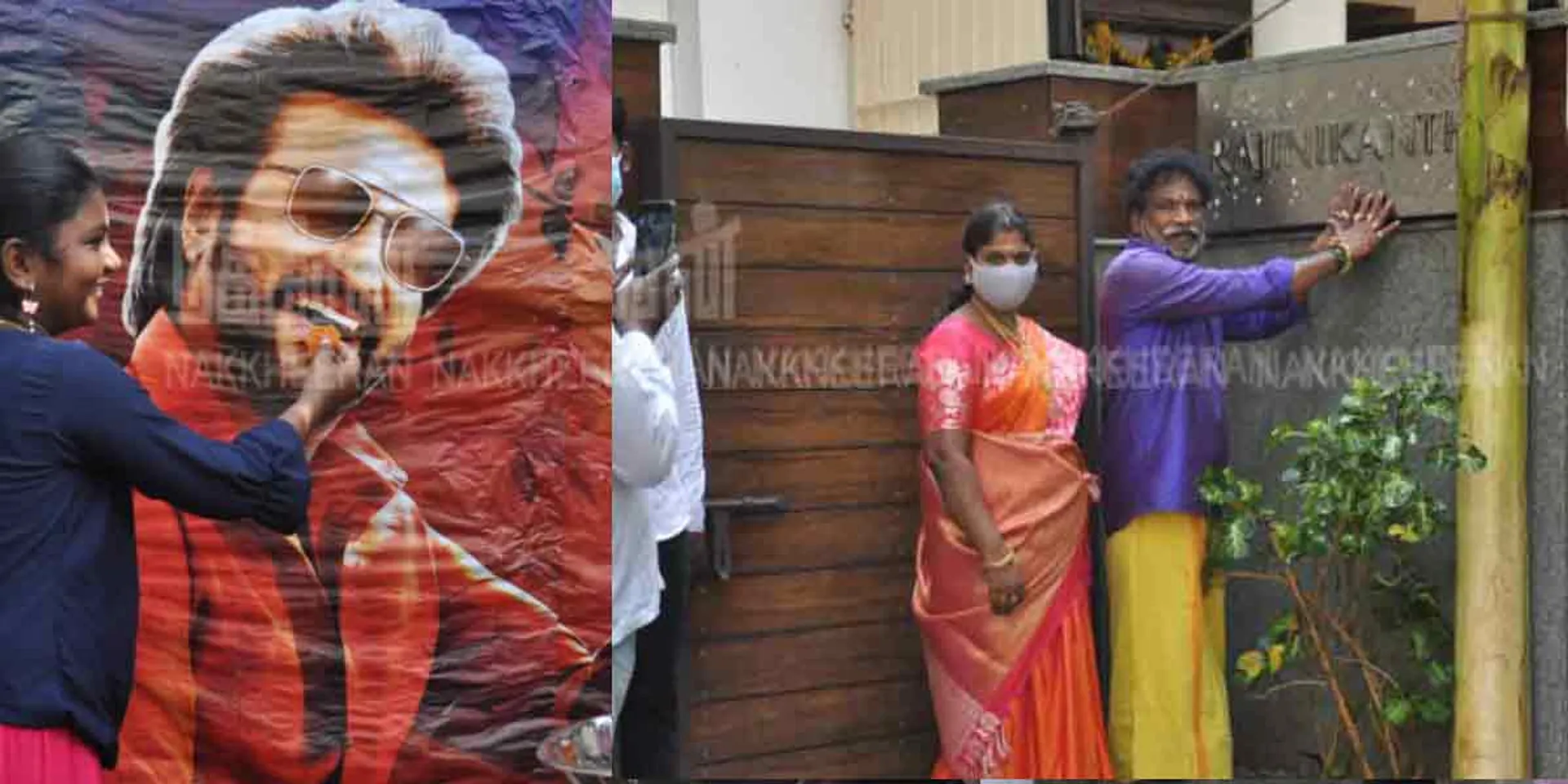Fans photographed in front of Rajinikanth's name! (Pictures)