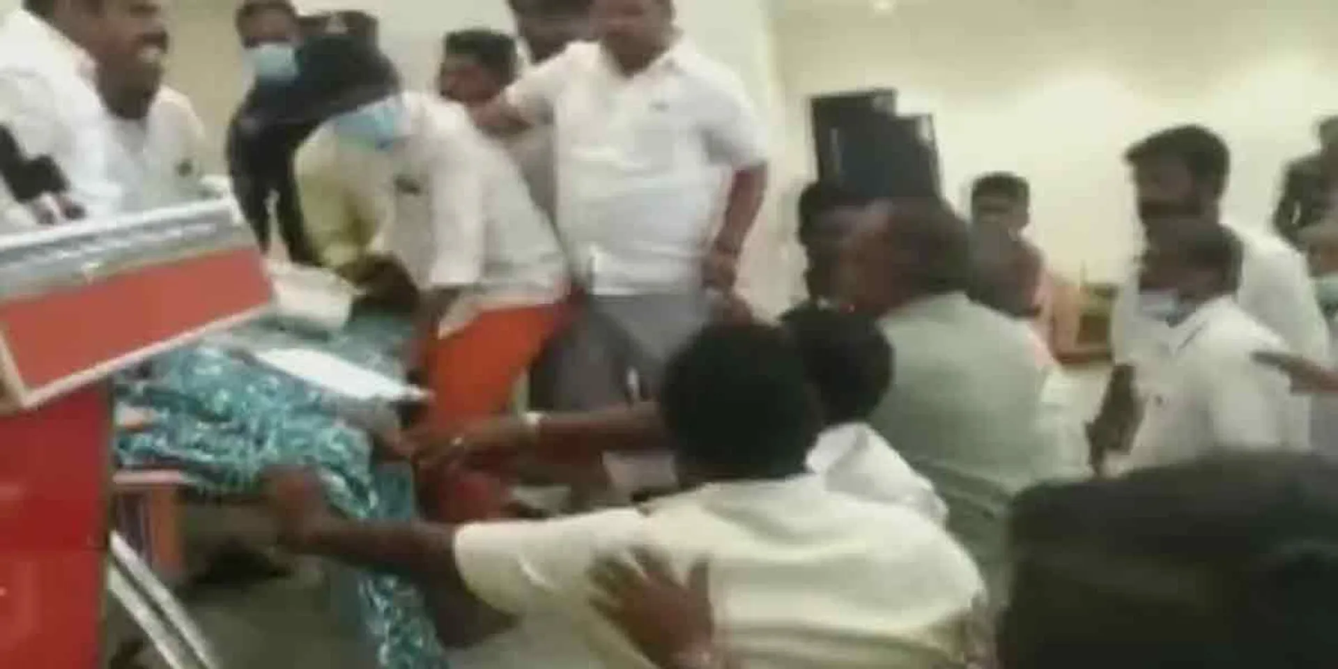 DMK throws off stage at bank show