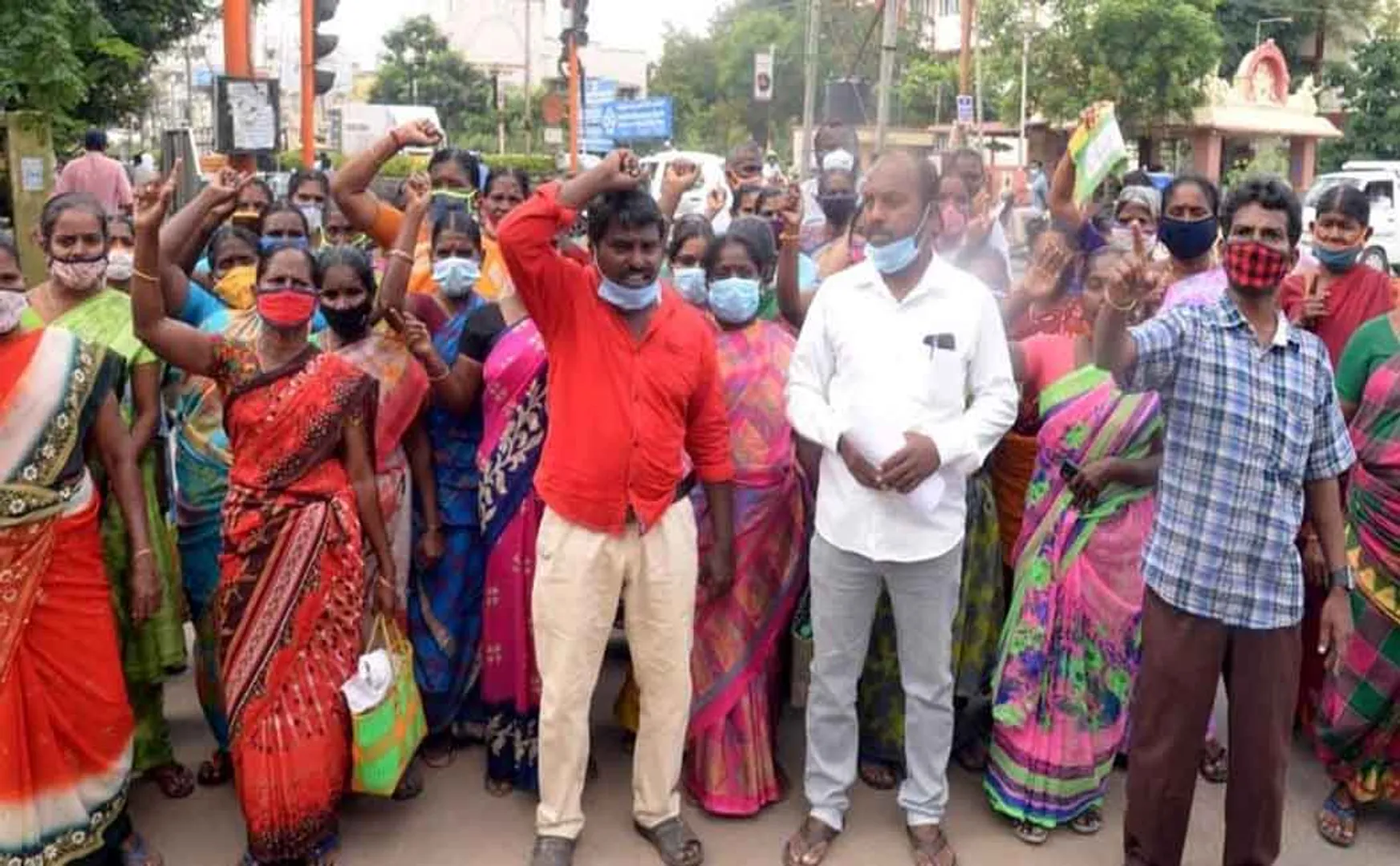 Public protest in front of the District Collector's Office entrance!