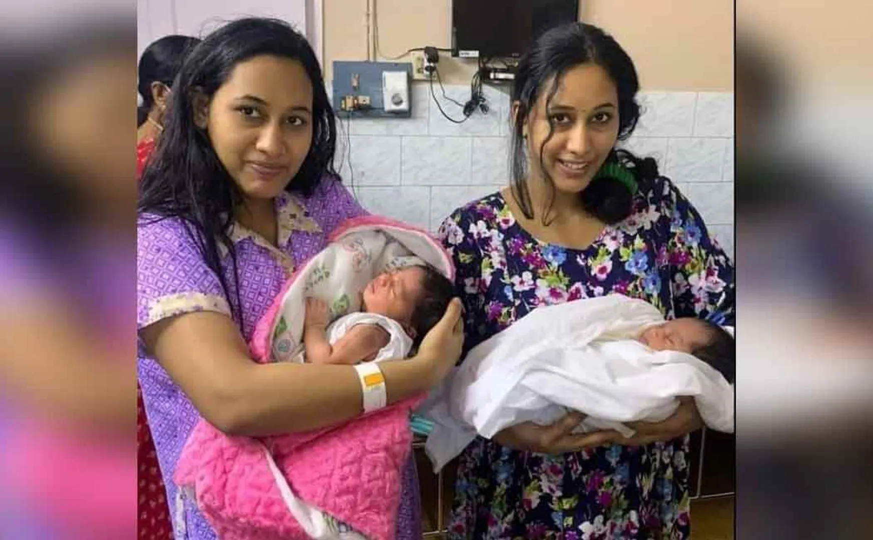 Twin sisters delivered a baby at same day 