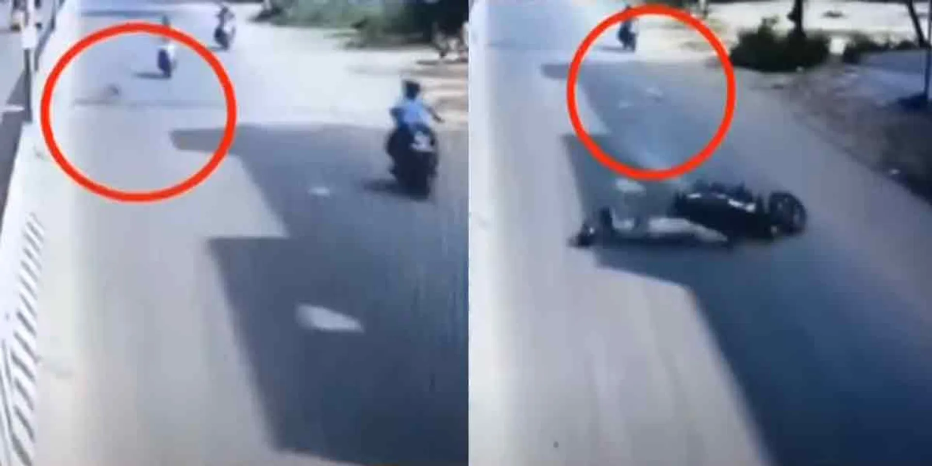 policeman who was involved in an accident with a dog that came across .... CCTV was shocked!