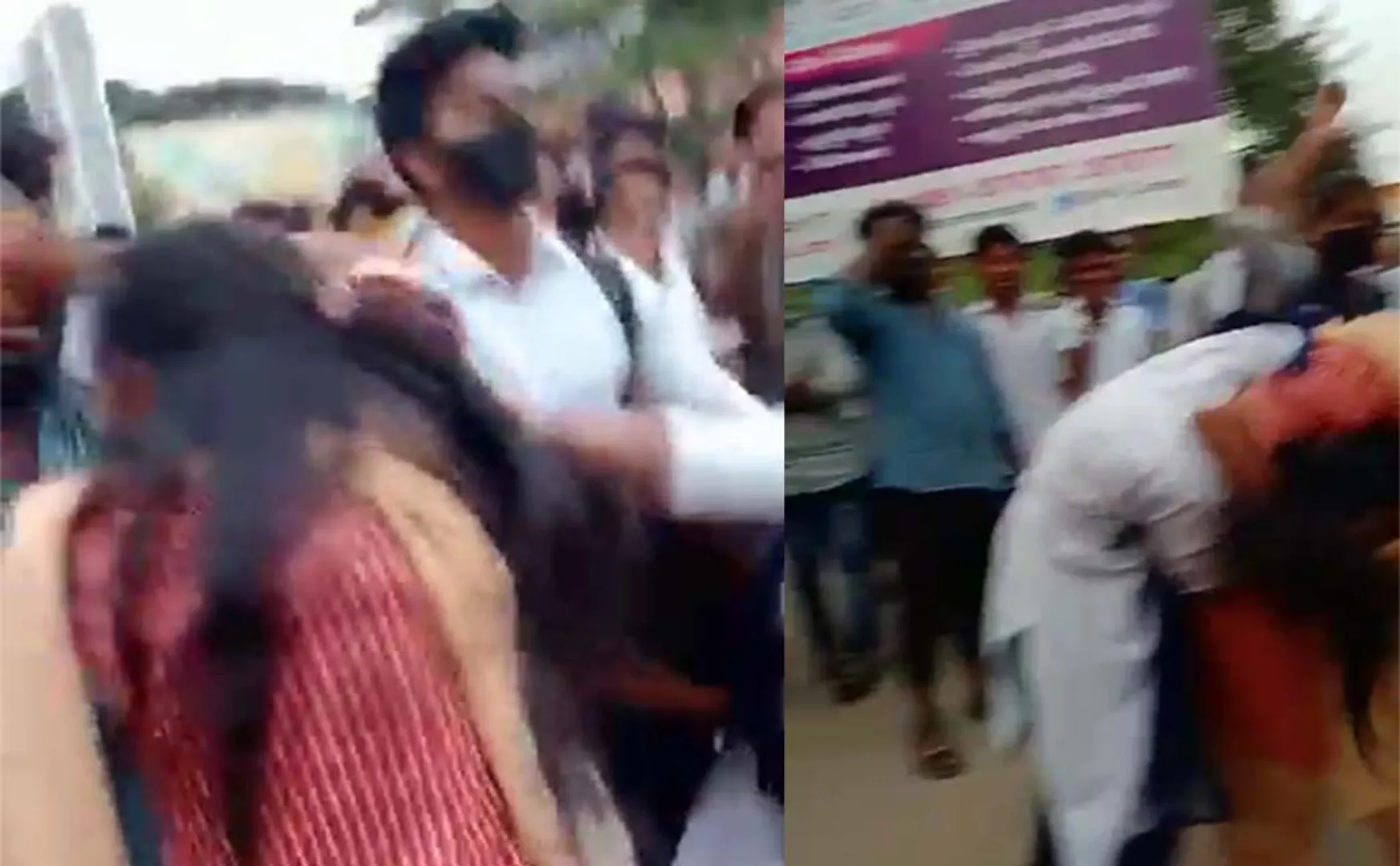 Two women fighting for a young man!