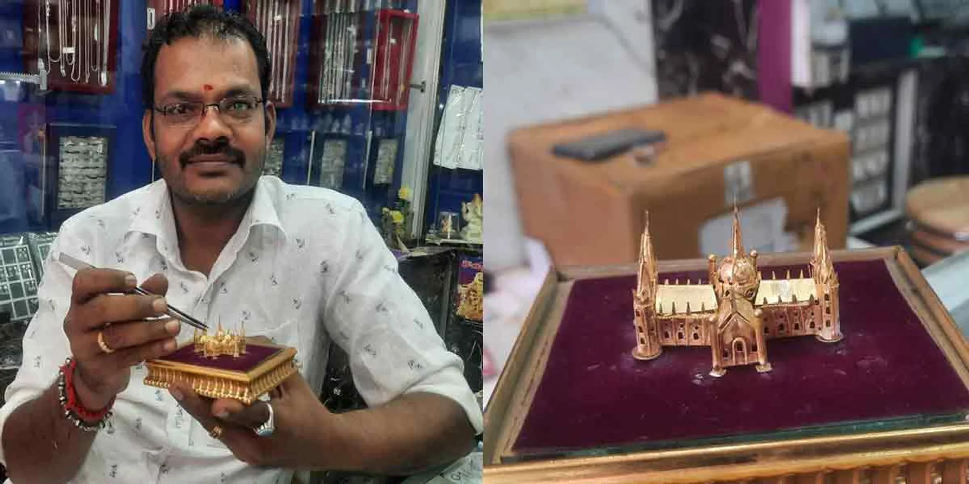  Velankanni church model in 2 gram gold .. Awesome goldsmith!