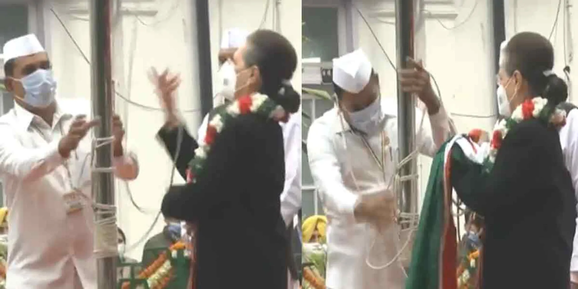 Congress flag falling in hand ... Sonia Gandhi holding!