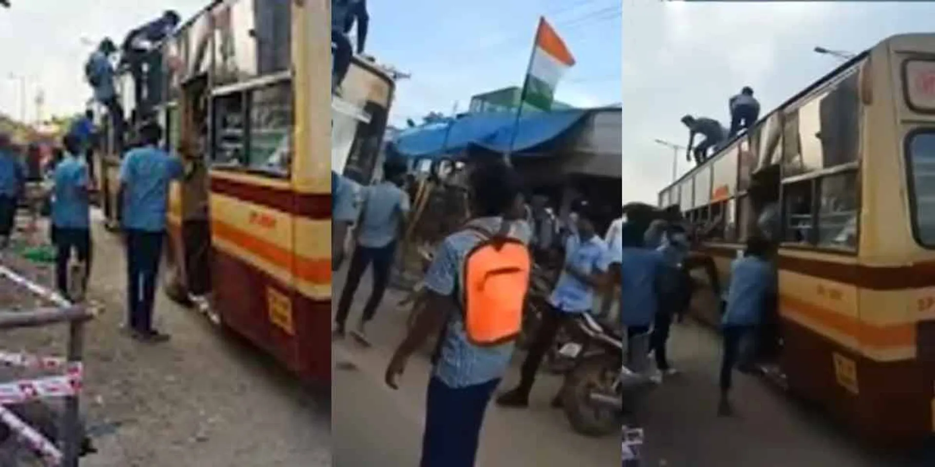 School students riot on the roof of the bus ... Video released!