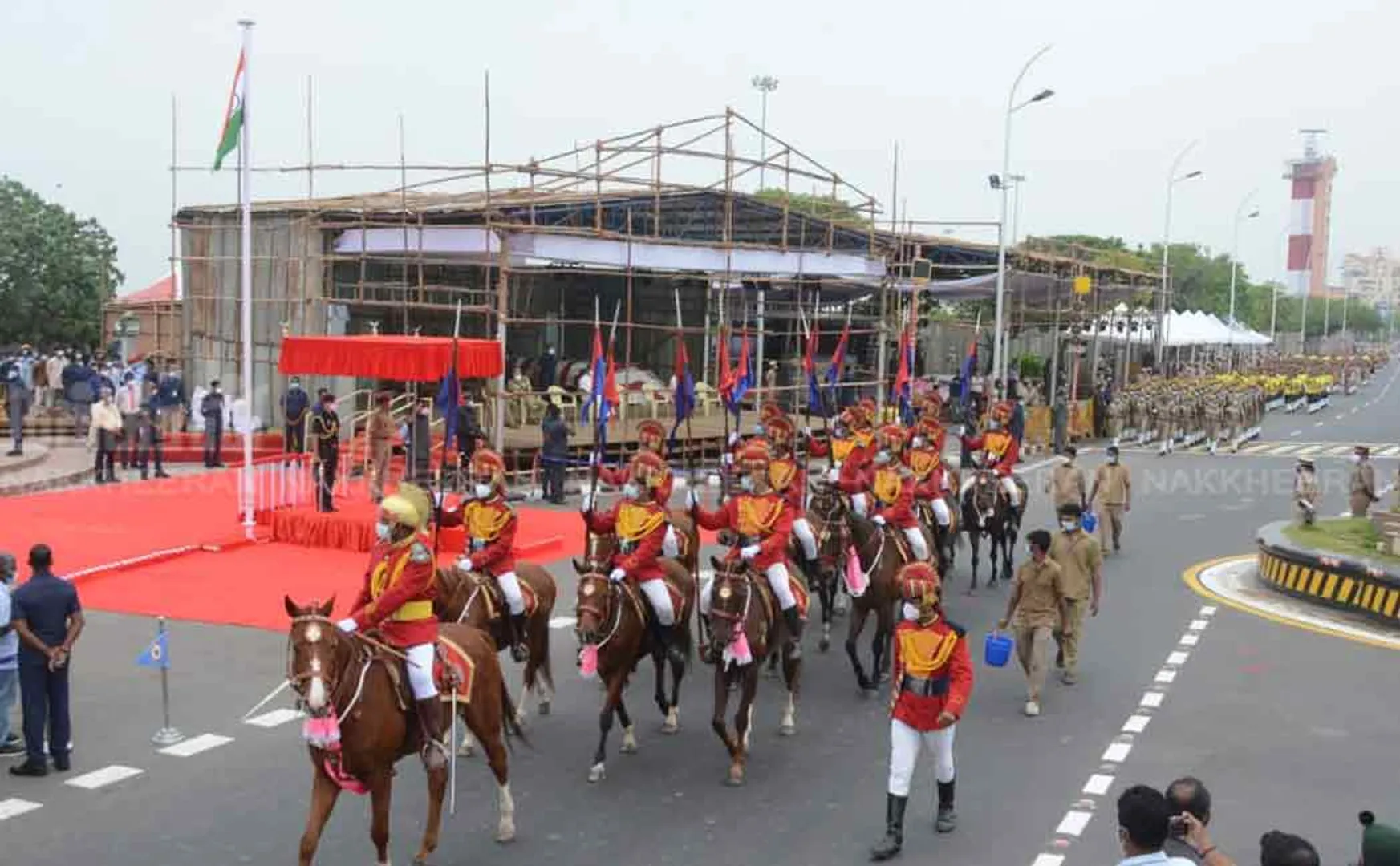 Rehearsal of the parade of the three forces held on the beach road