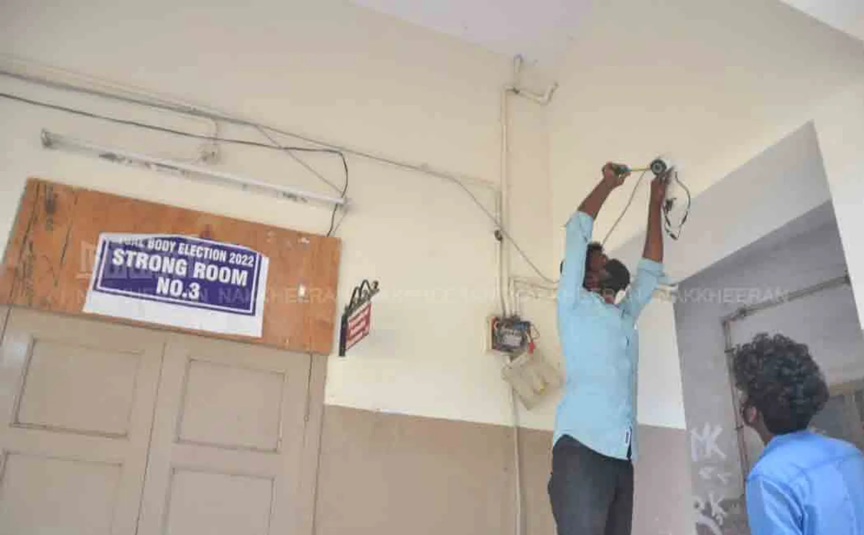 CCTV Fitting work in the ballot box area 