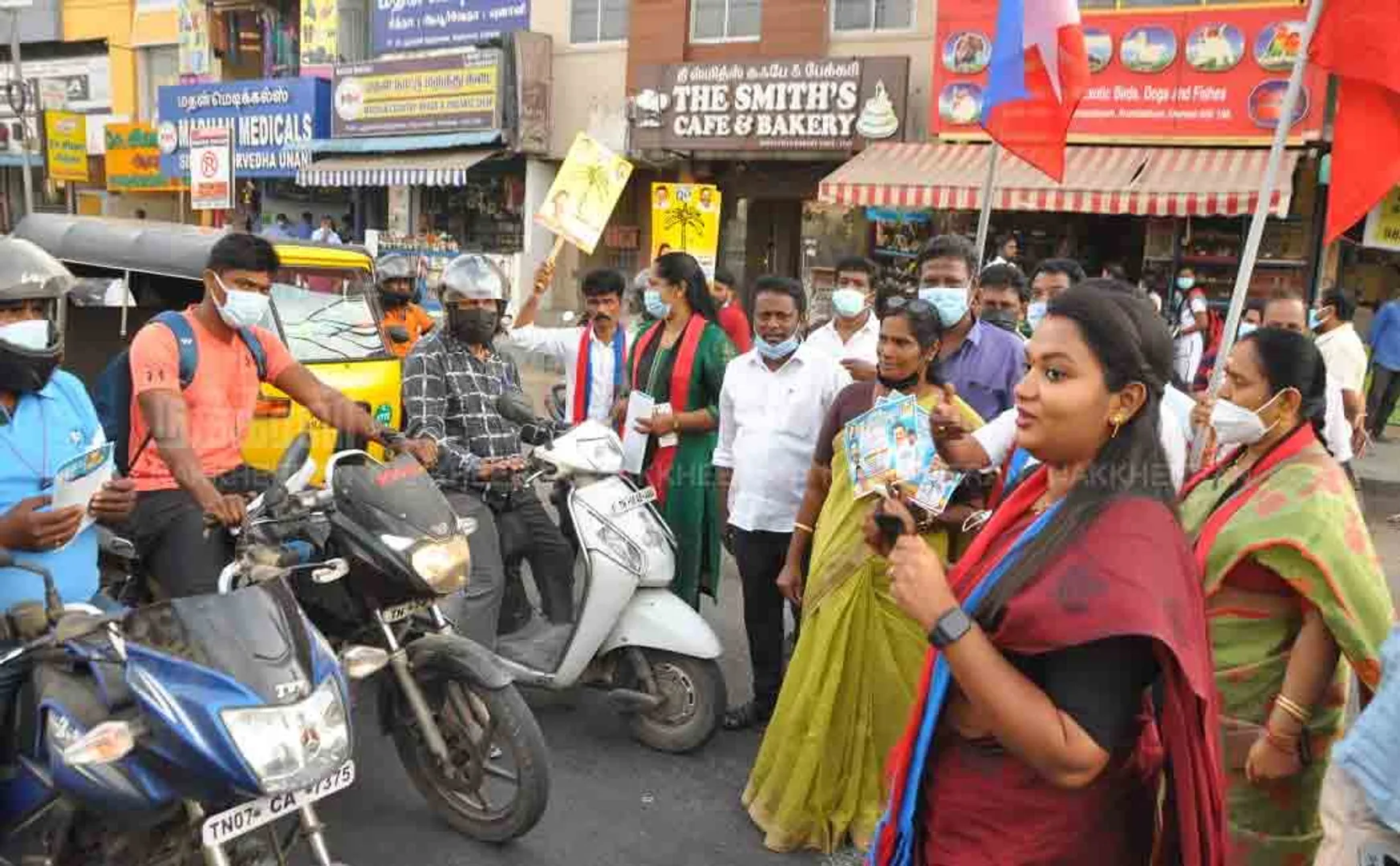 Young candidate collects votes in a modern way 