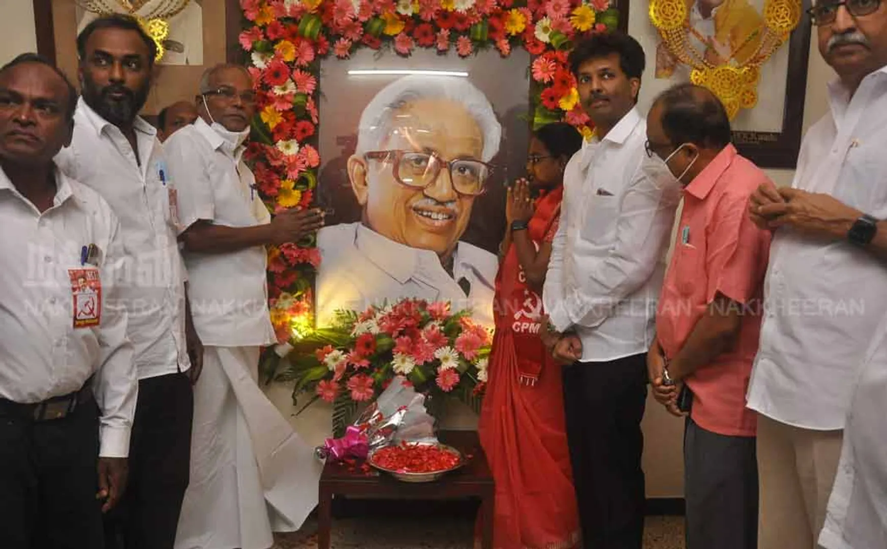 Marxist Communist Party candidate. Balakrishnan collects votes