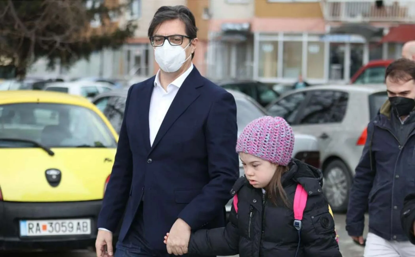 north macedonia president goes school with 11 year old down syndrome girl