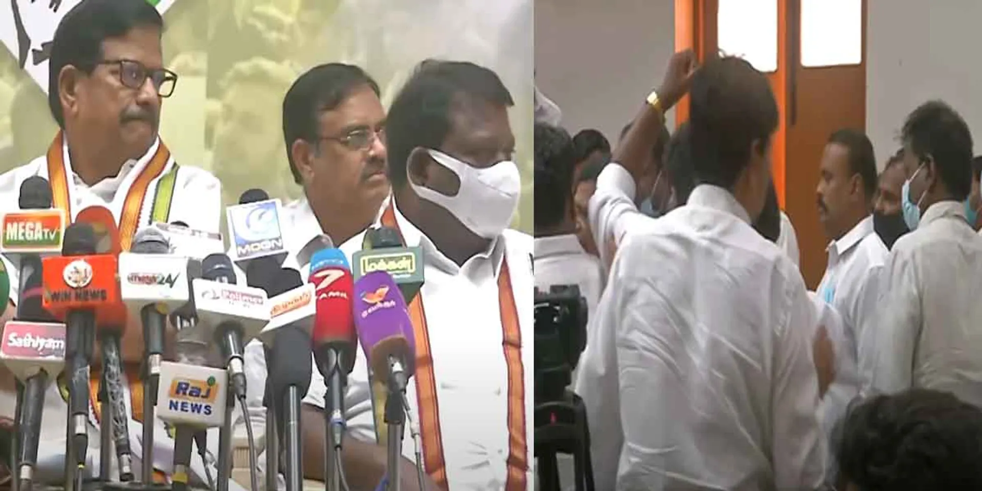 Fighting in the presence of KS Alagiri