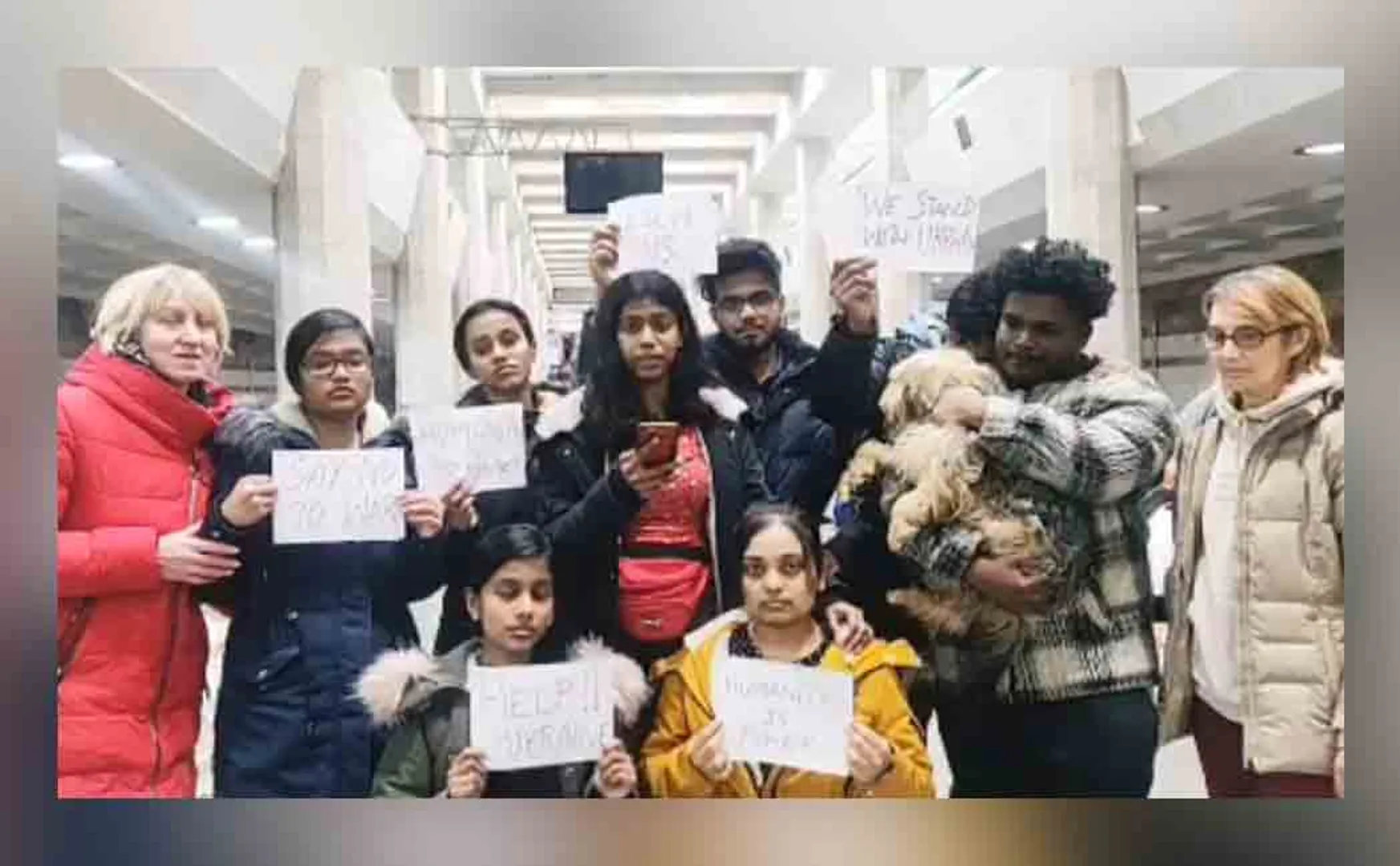 “Nothing is greater than humanity; Stop War”- Students demanding Putin