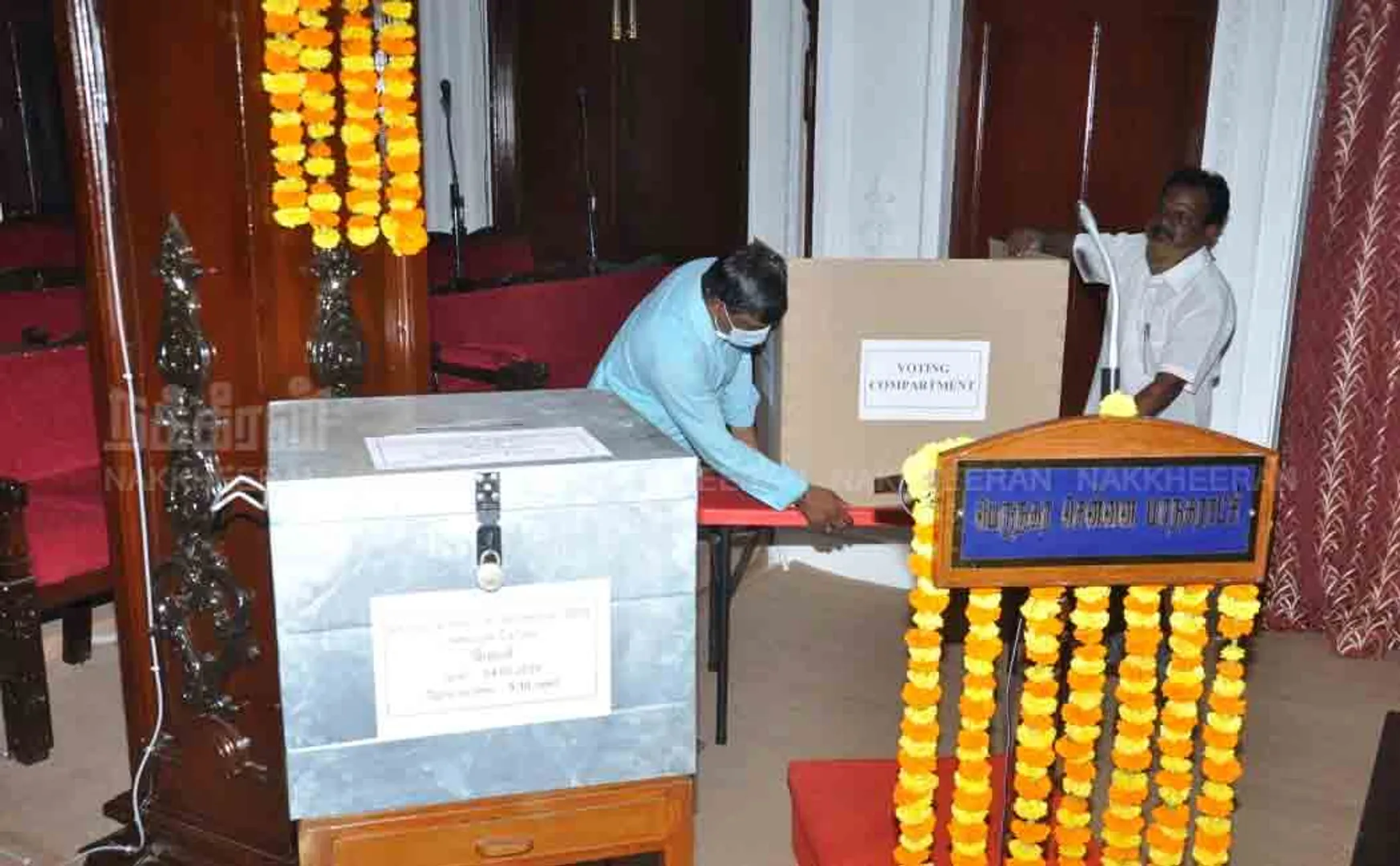 Ballot boxes preparing for mayor elections  