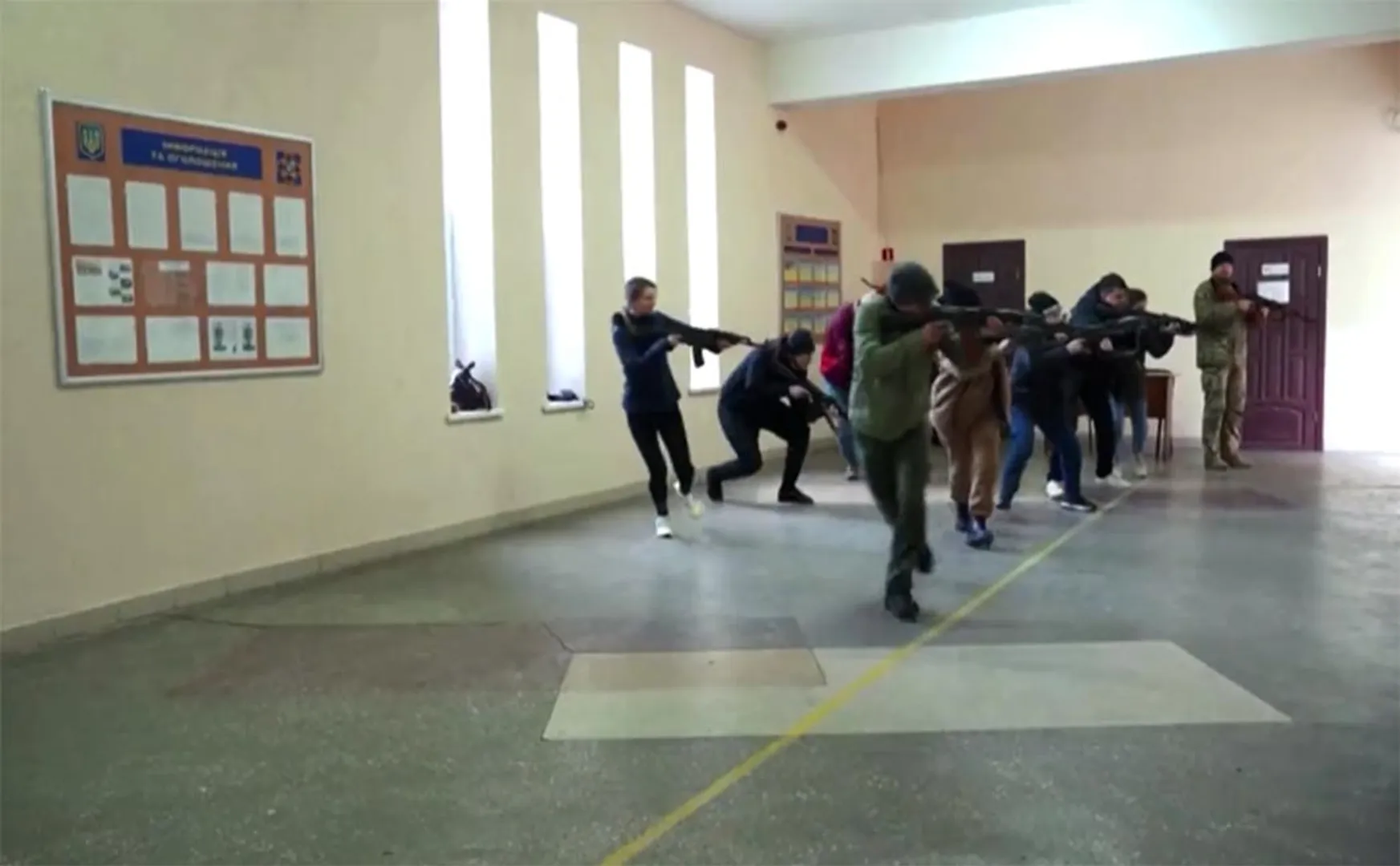 ukrain and russia youngters and girls army training 