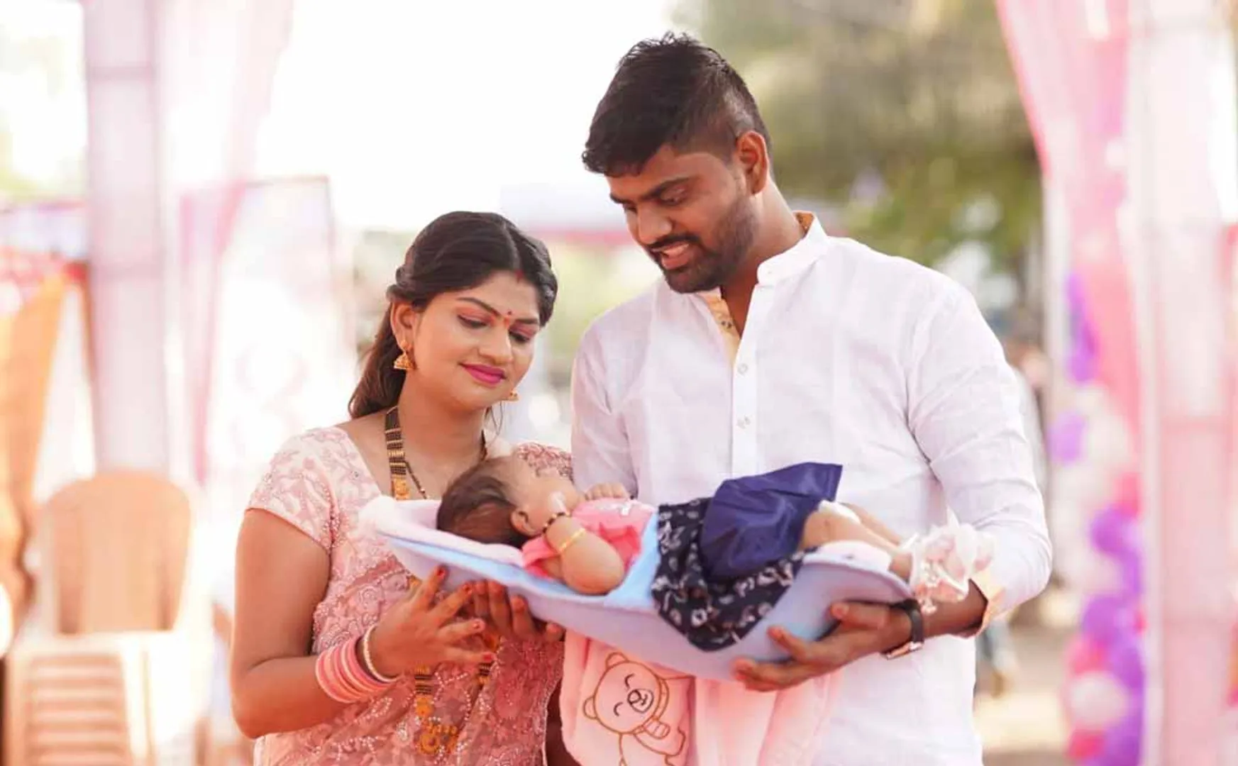 family brought their newborn girlchild in a chopper 
