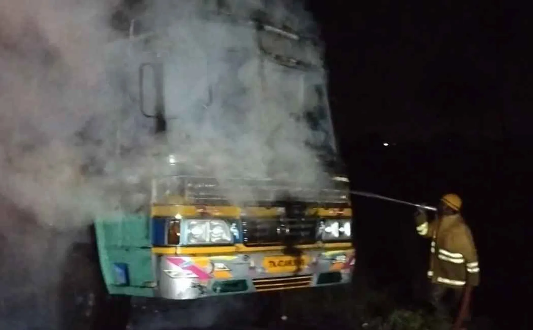 Truck burned case 7 cases  files on karur ADMK  members 