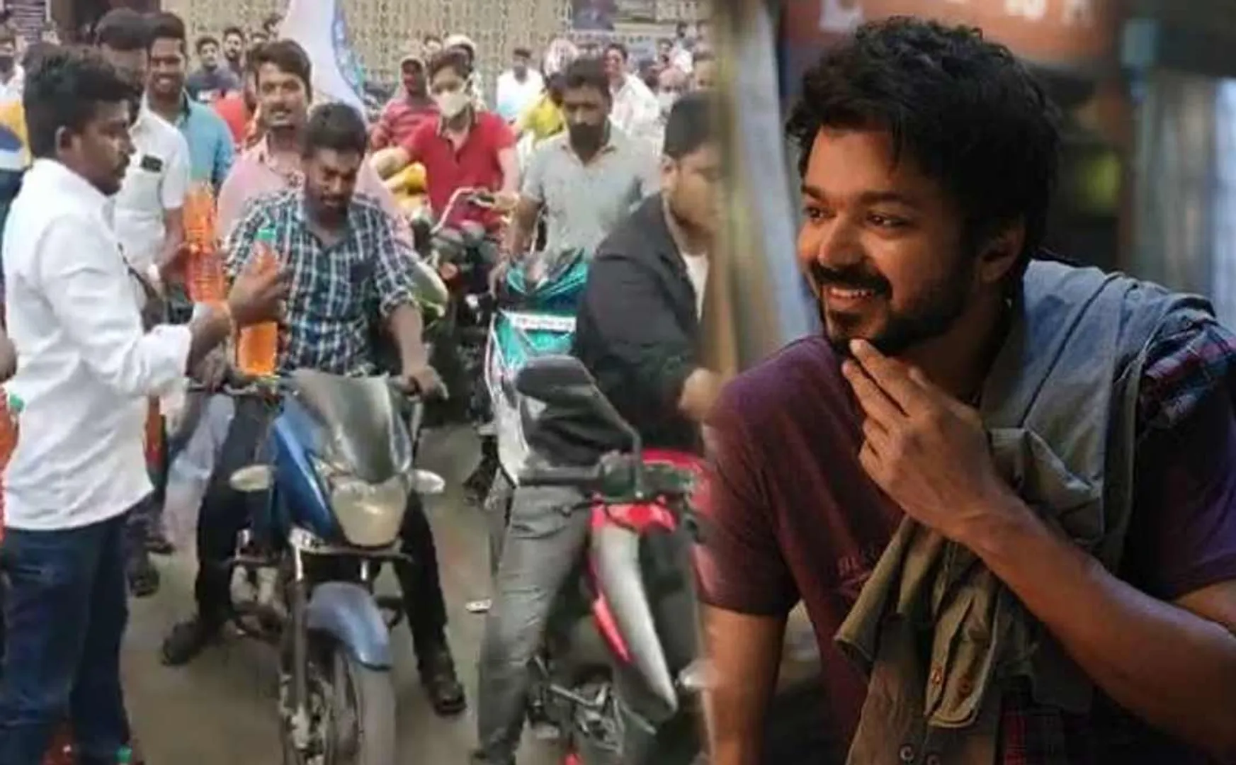 Vijay fans give away 1 litre petrol free 100 two-wheeler 