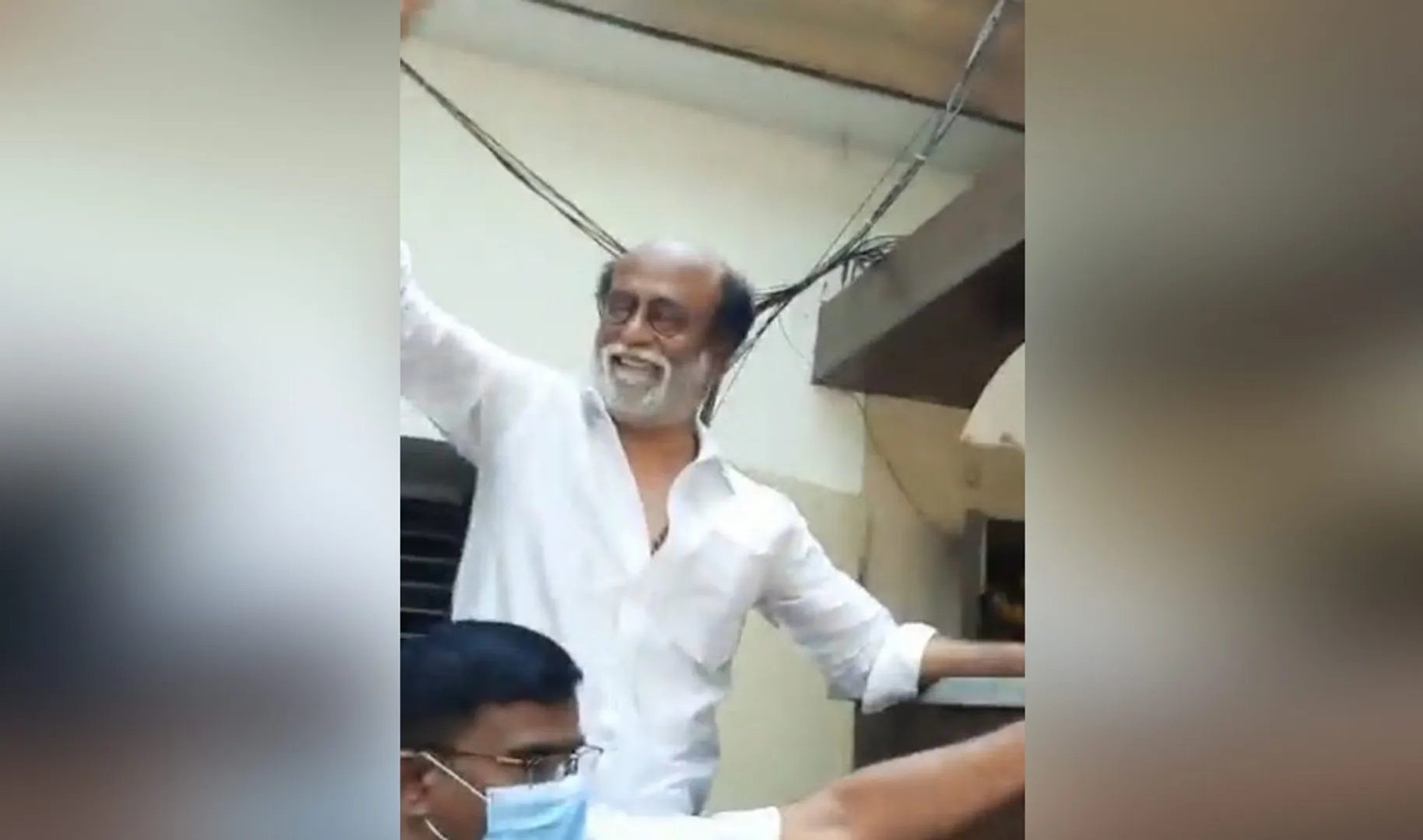 Rajinikanth wishes Tamil New Year to the fans who gathered in front of his house