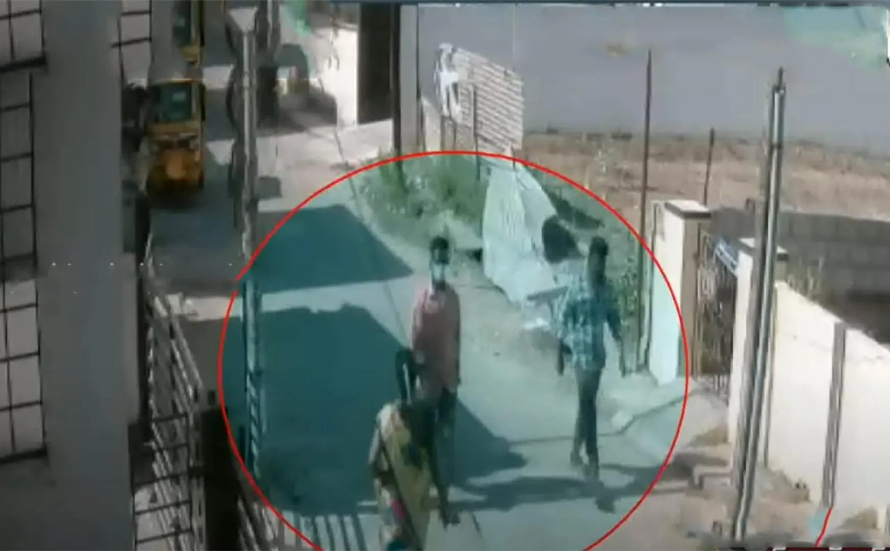 Three shaving chains flush with woman walking down the road!