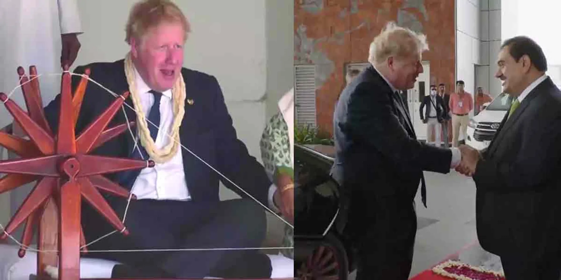  '' Sabarmati Ashram to Adani Meet '' - Boris Johnson completes first day journey