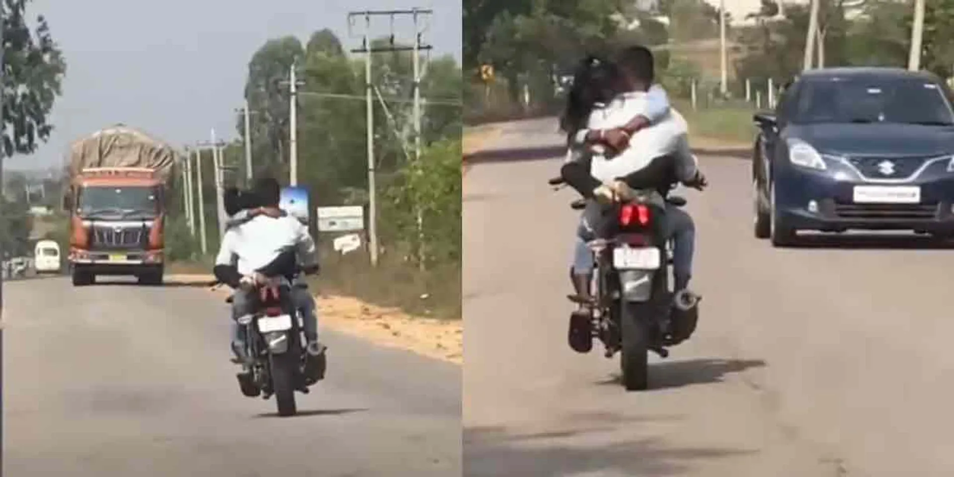 Is it like this in a public place? Motorists hit in the head by a romantic couple!