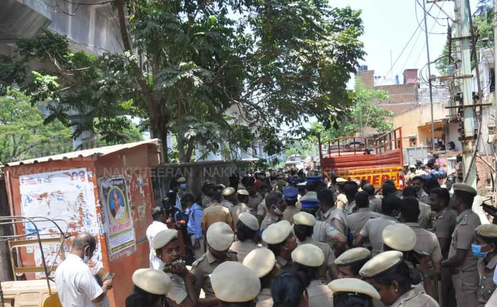 Officers who came to dispose of it! People at the demonstration  