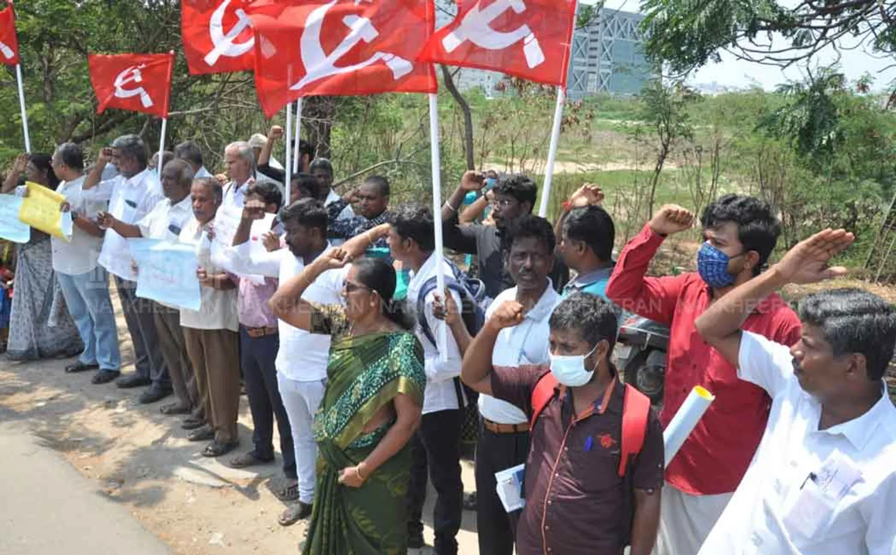 Continuing burning tribal garbage dump! Demonstration for wartime action  