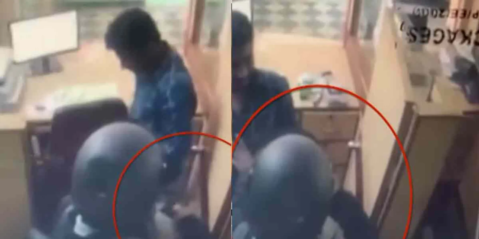 3 lakh robbery at village bank at gunpoint .... CCTV footage released shocking!